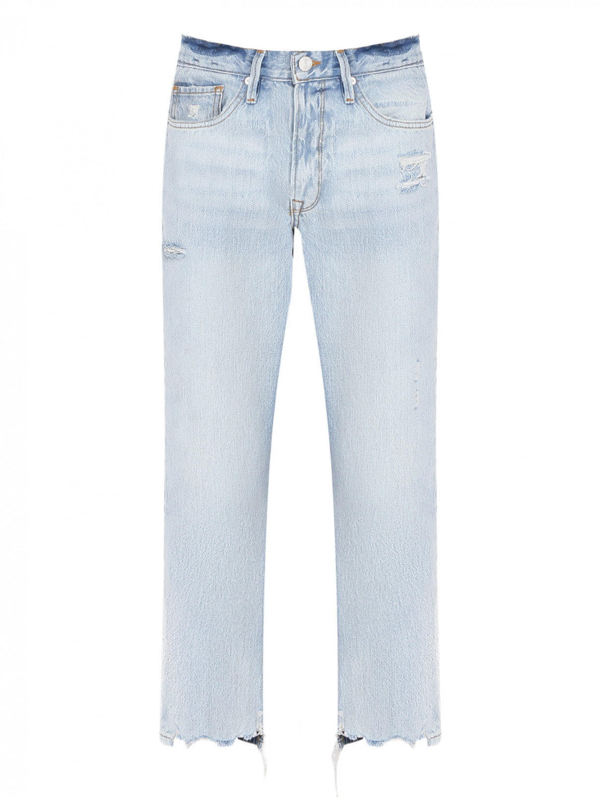 Укороченные джинсы из хлопка Frame  –  Общий вид  – Цвет:  Синий
