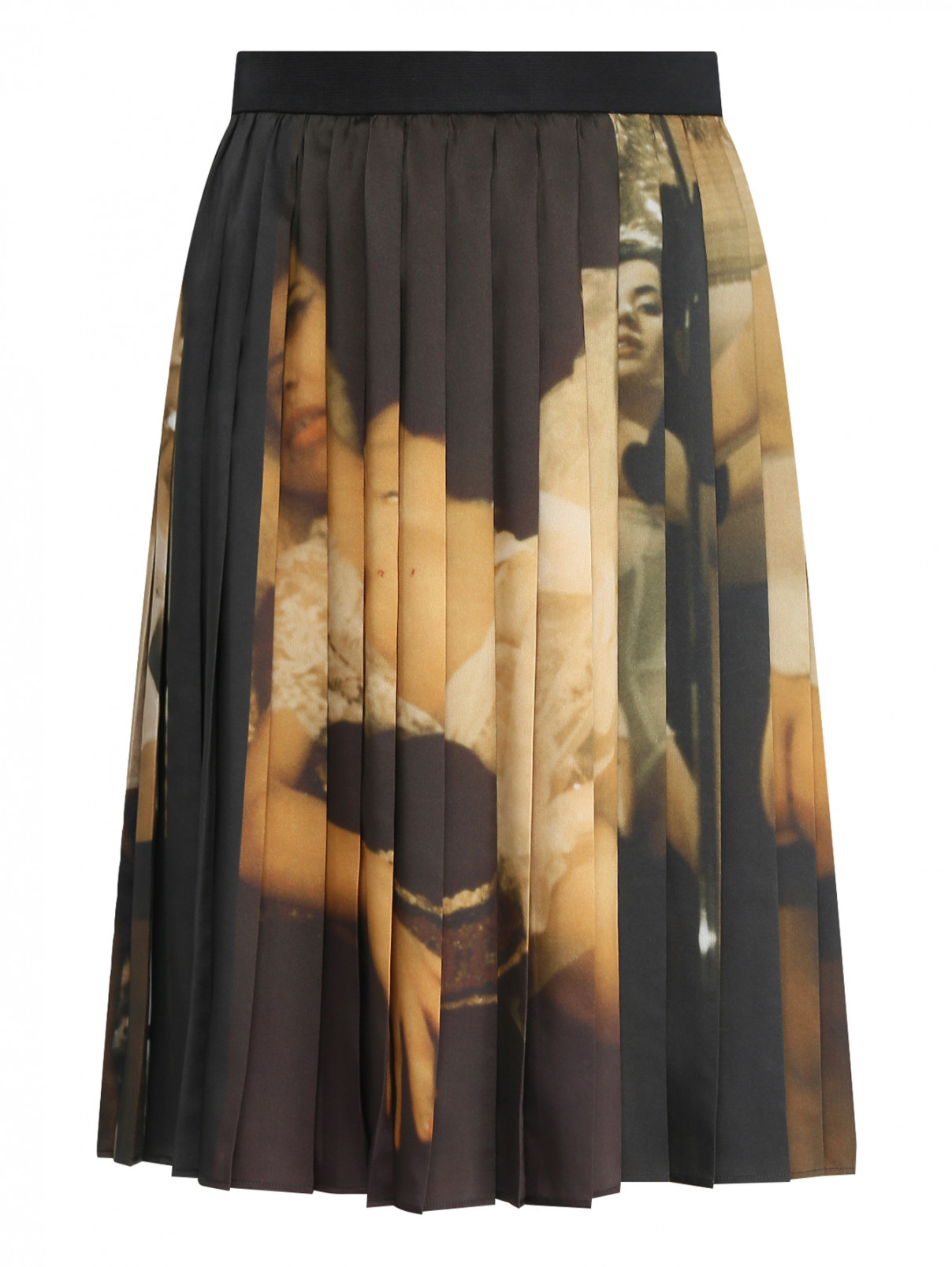 Плиссированная юбка с узором Moschino Couture  –  Общий вид  – Цвет:  Узор
