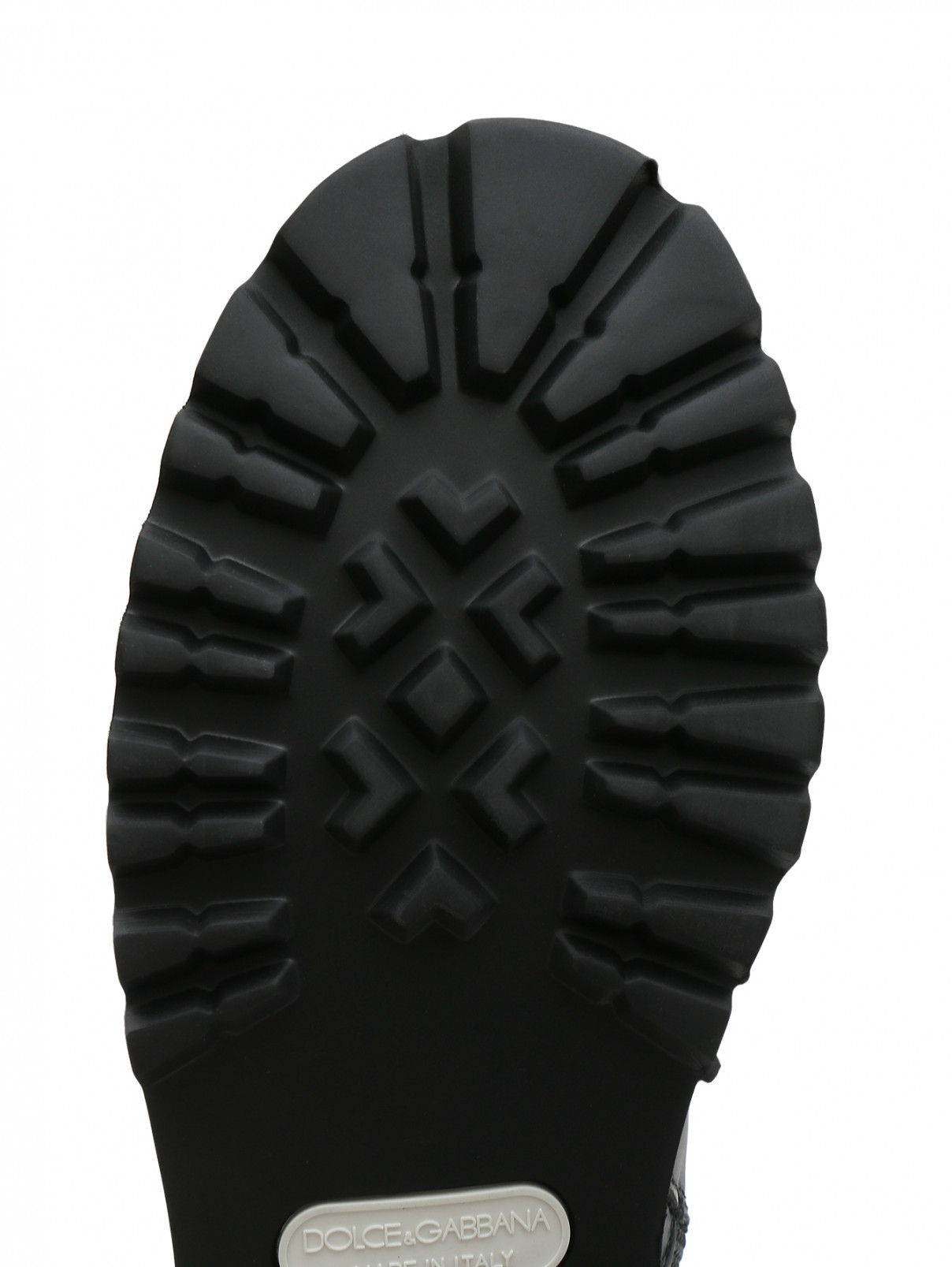 Кожаные ботинки с принтом Dolce & Gabbana  –  Обтравка4  – Цвет:  Черный