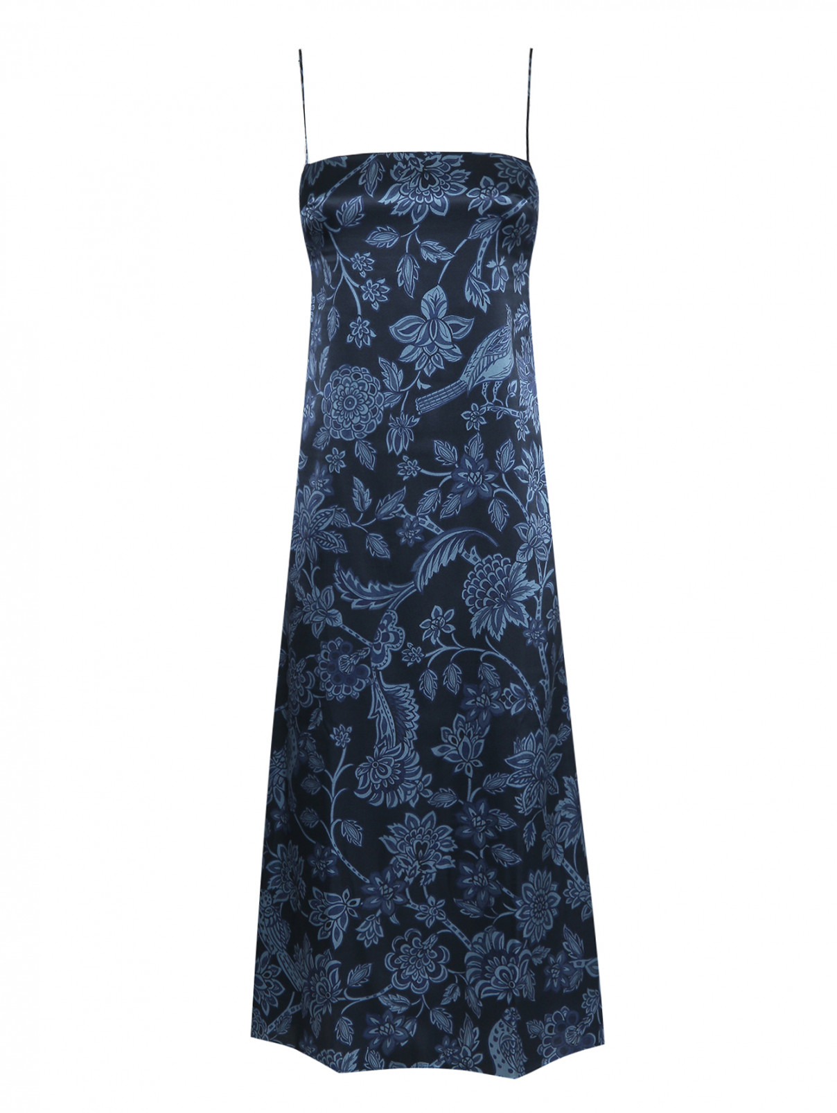 Сорочка из шелка с узором и кружевом La Perla  –  Общий вид  – Цвет:  Синий