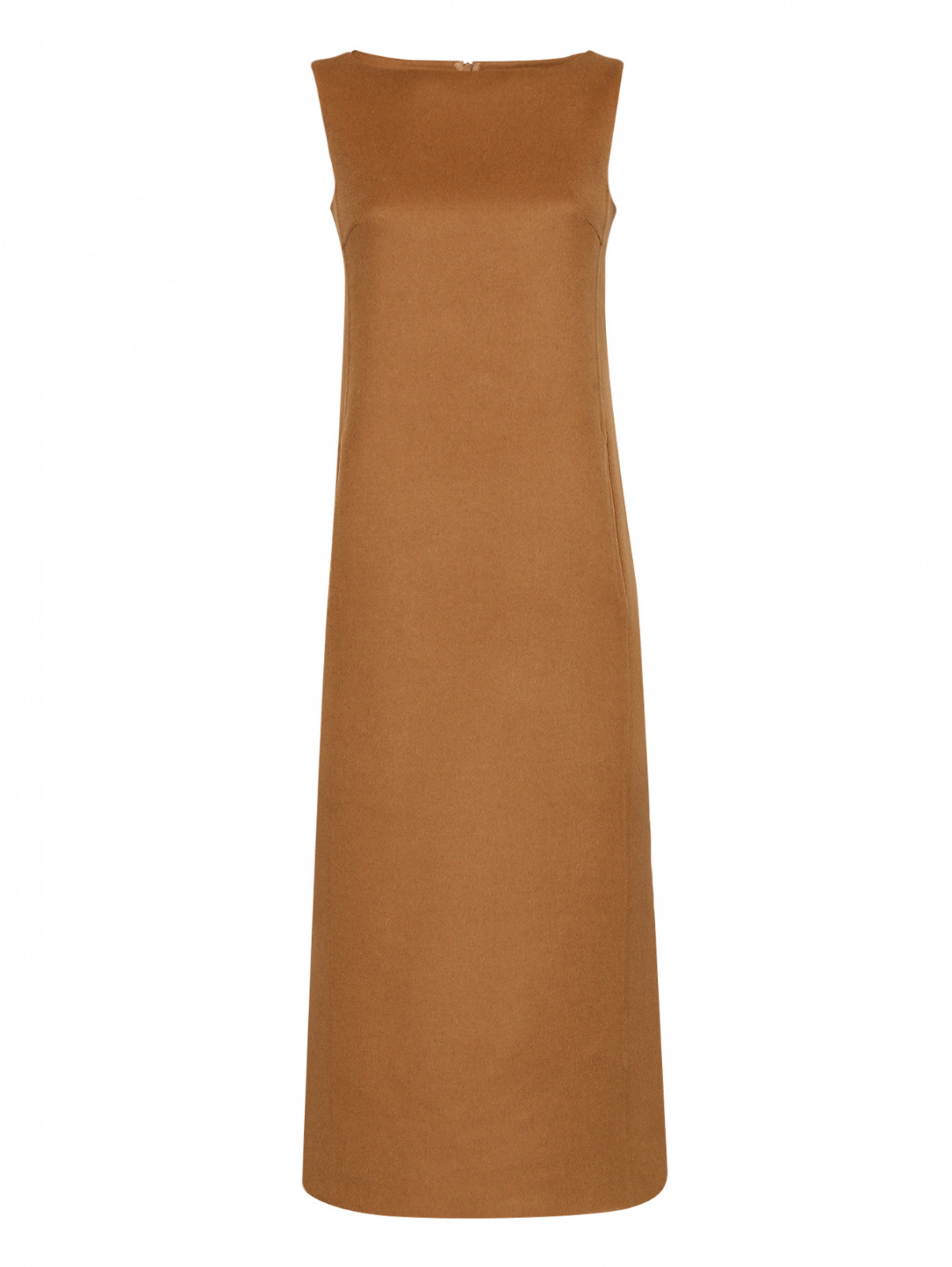 Платье из шерсти без рукавов с карманами Max Mara  –  Общий вид  – Цвет:  Коричневый