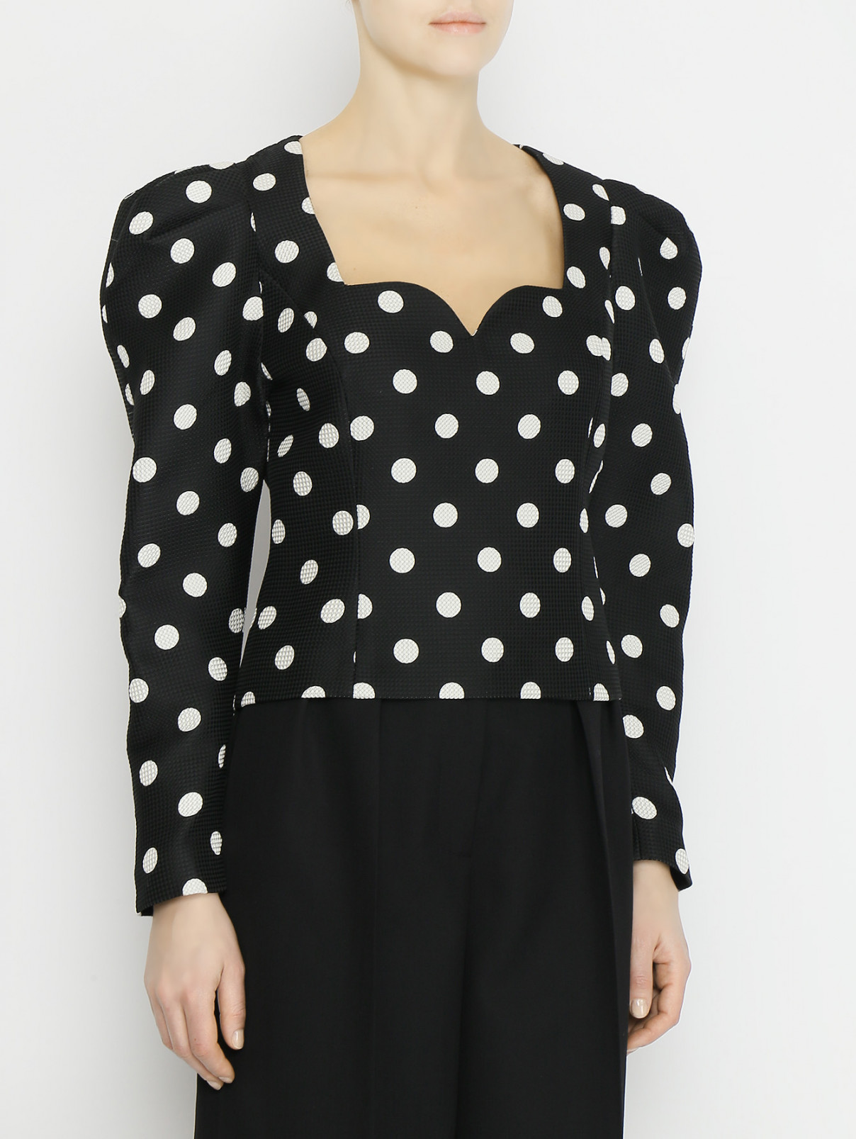 Блуза с узором горох и объемными рукавами Rohe  –  МодельВерхНиз  – Цвет:  Черный