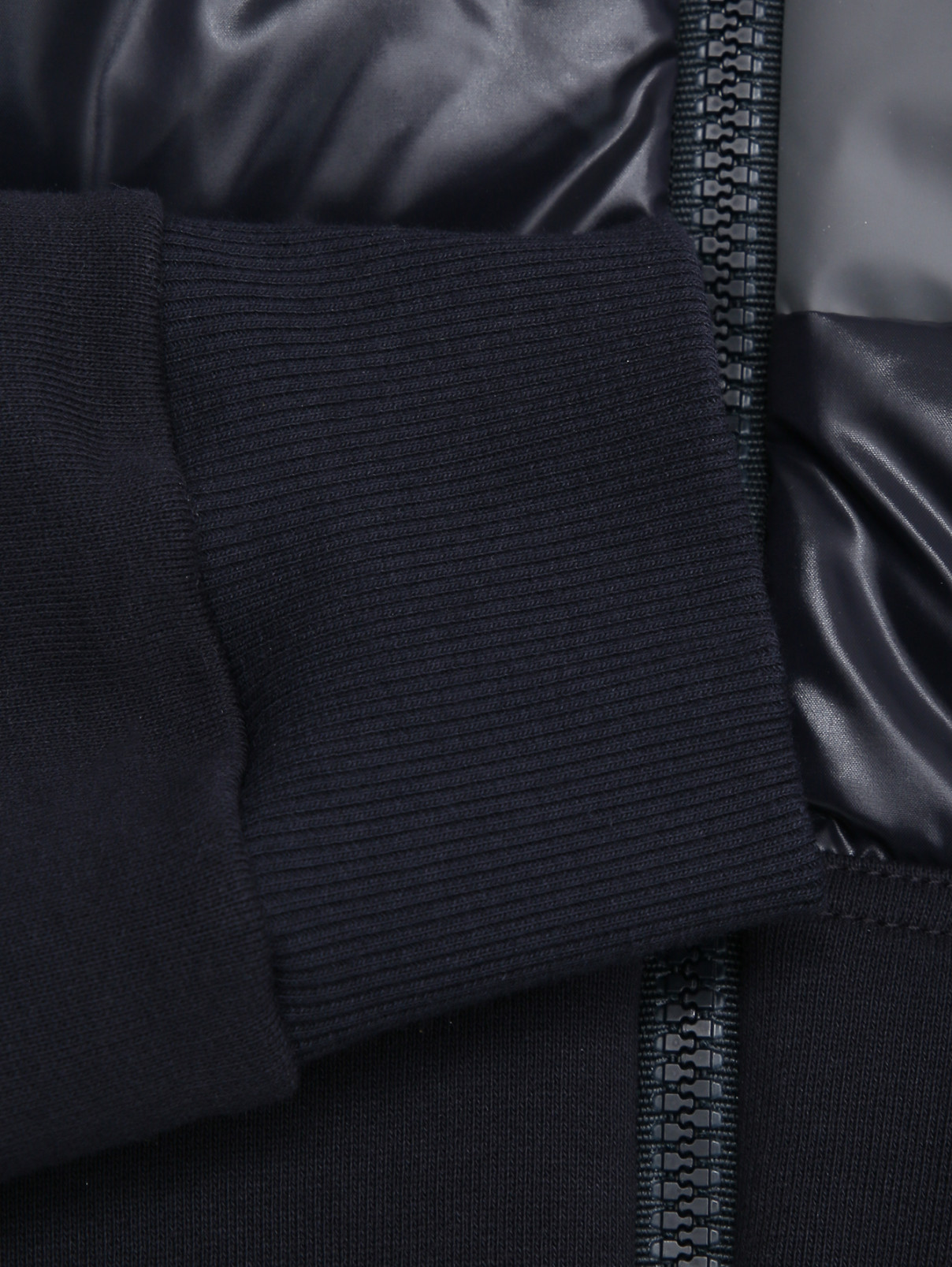 Пуховая куртка с трикотажными вставками Moncler  –  Деталь  – Цвет:  Синий