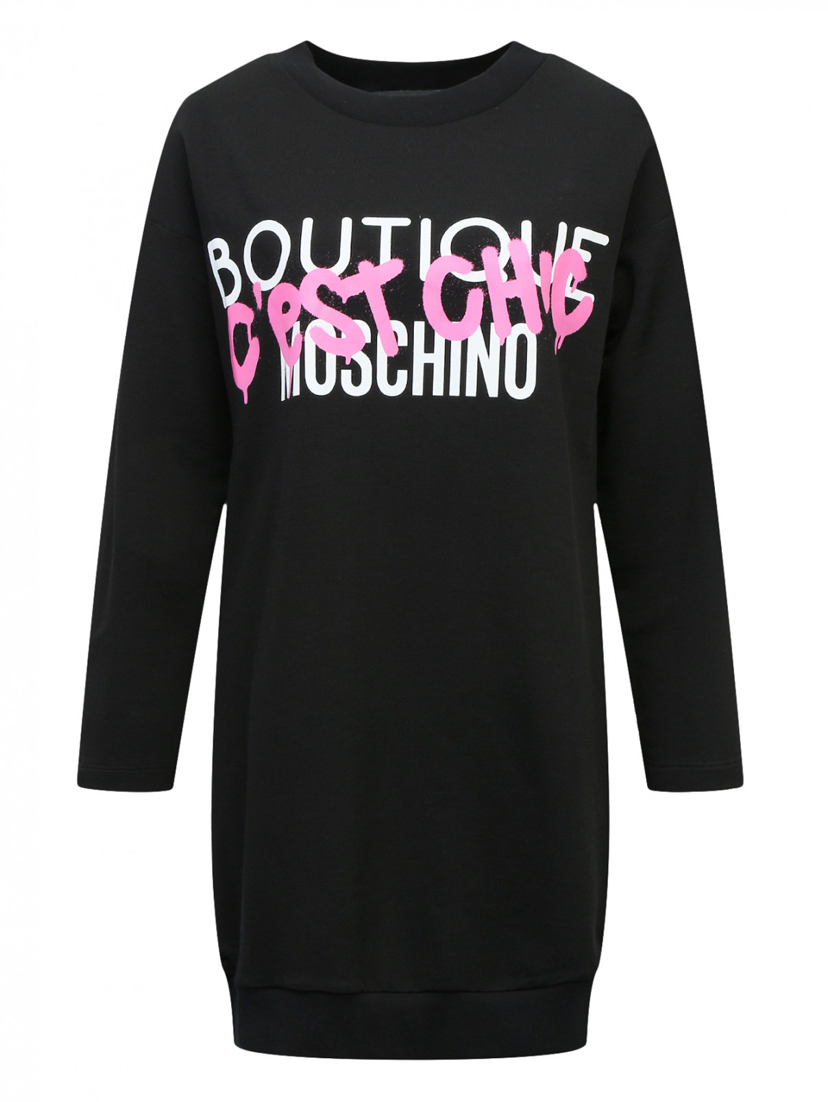 Платье с принтом Moschino Boutique  –  Общий вид  – Цвет:  Черный