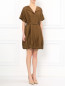 Платье-мини свободного кроя из шелка с поясом Emporio Armani  –  Модель Общий вид