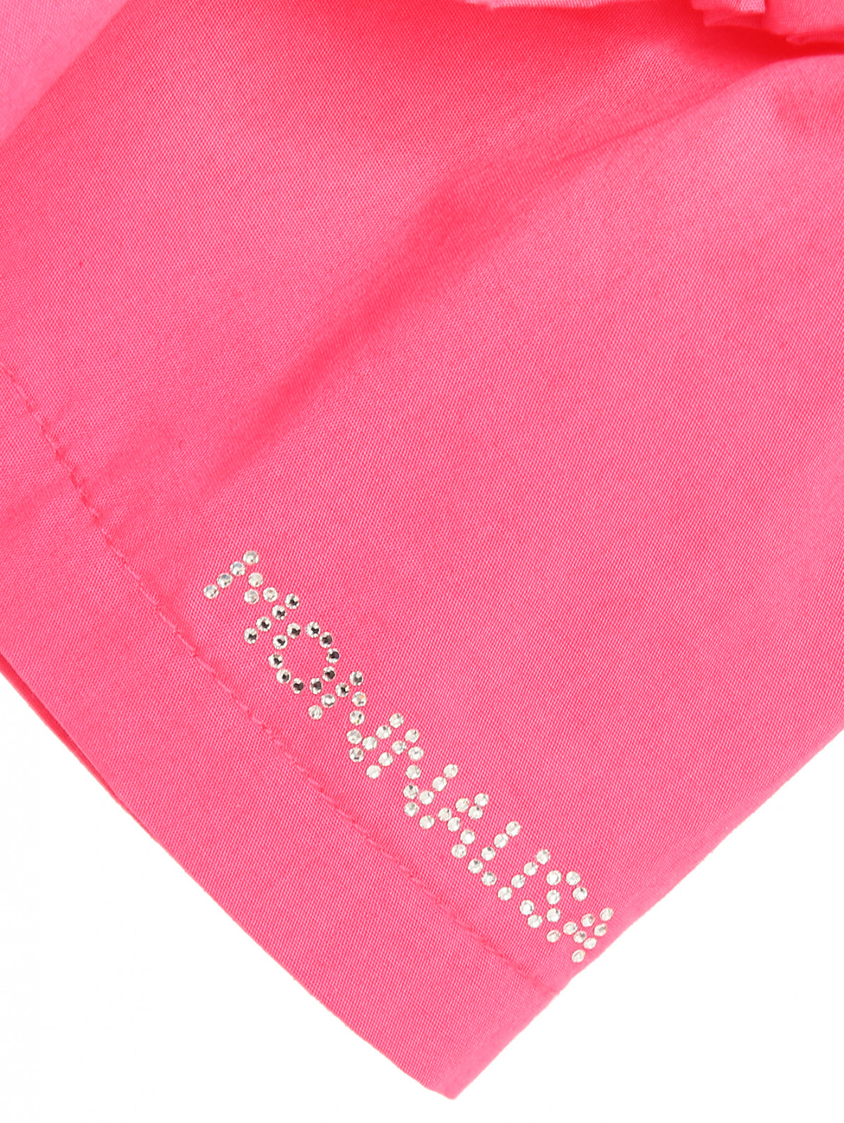 Платье из хлопка со стразами MONNALISA  –  Деталь  – Цвет:  Розовый