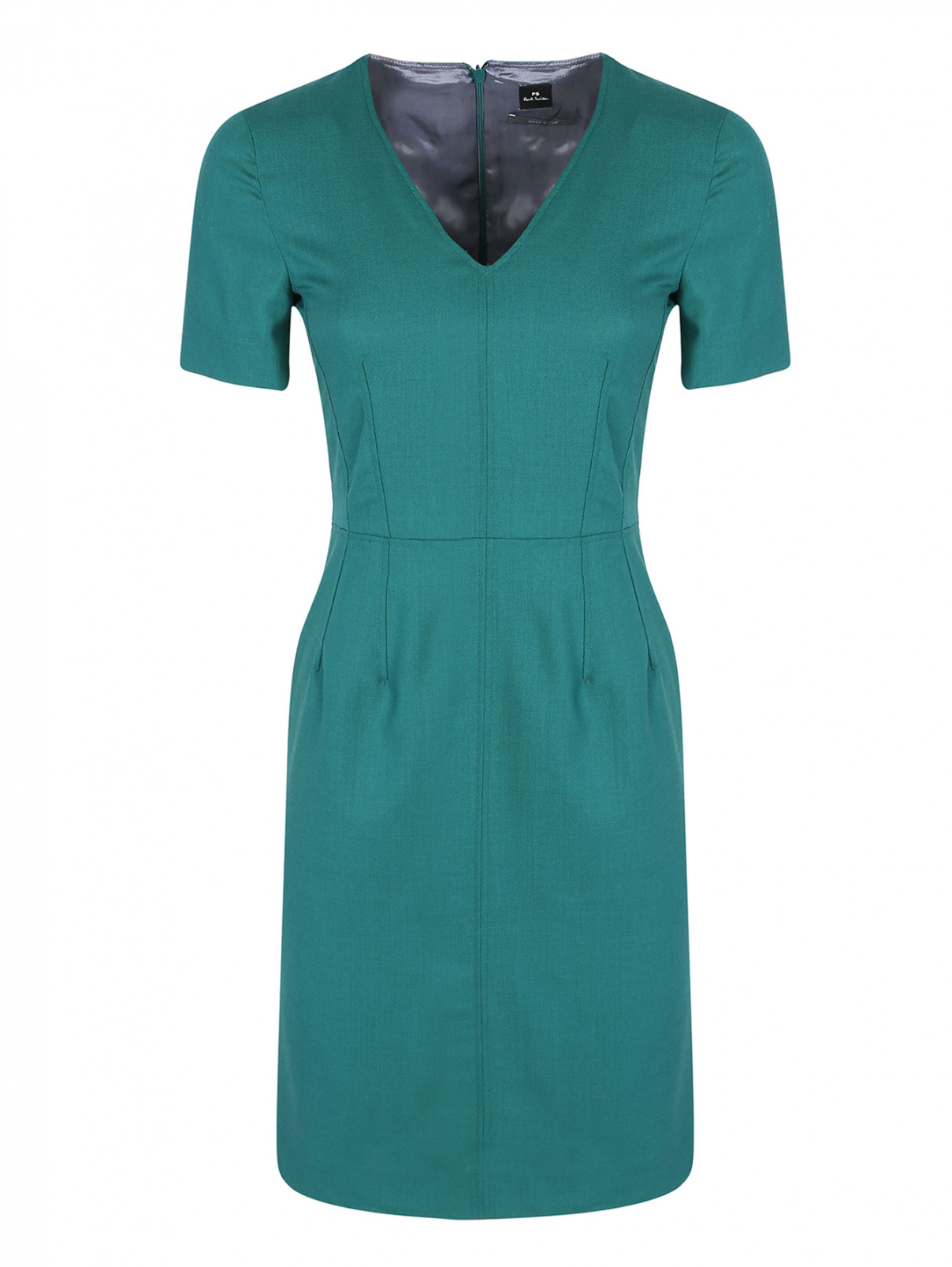 Приталенное платье из шерсти Paul Smith  –  Общий вид  – Цвет:  Зеленый