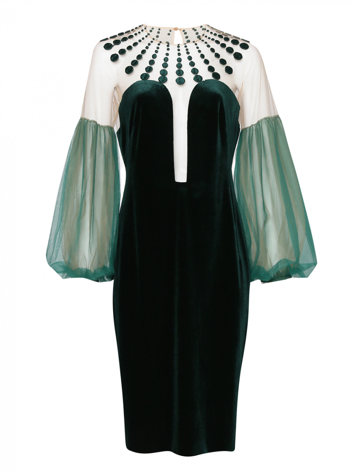 Платье с вышивкой Yanina  –  Общий вид  – Цвет:  Зеленый