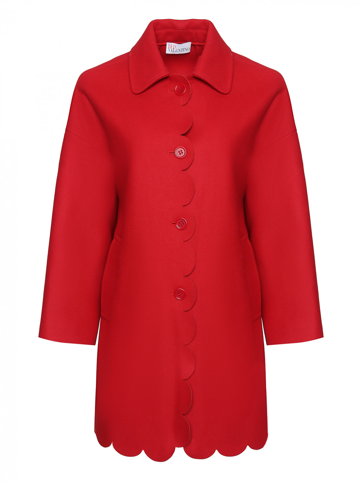 Пальто из смешанной шерсти на пуговицах с карманами Red Valentino  –  Общий вид