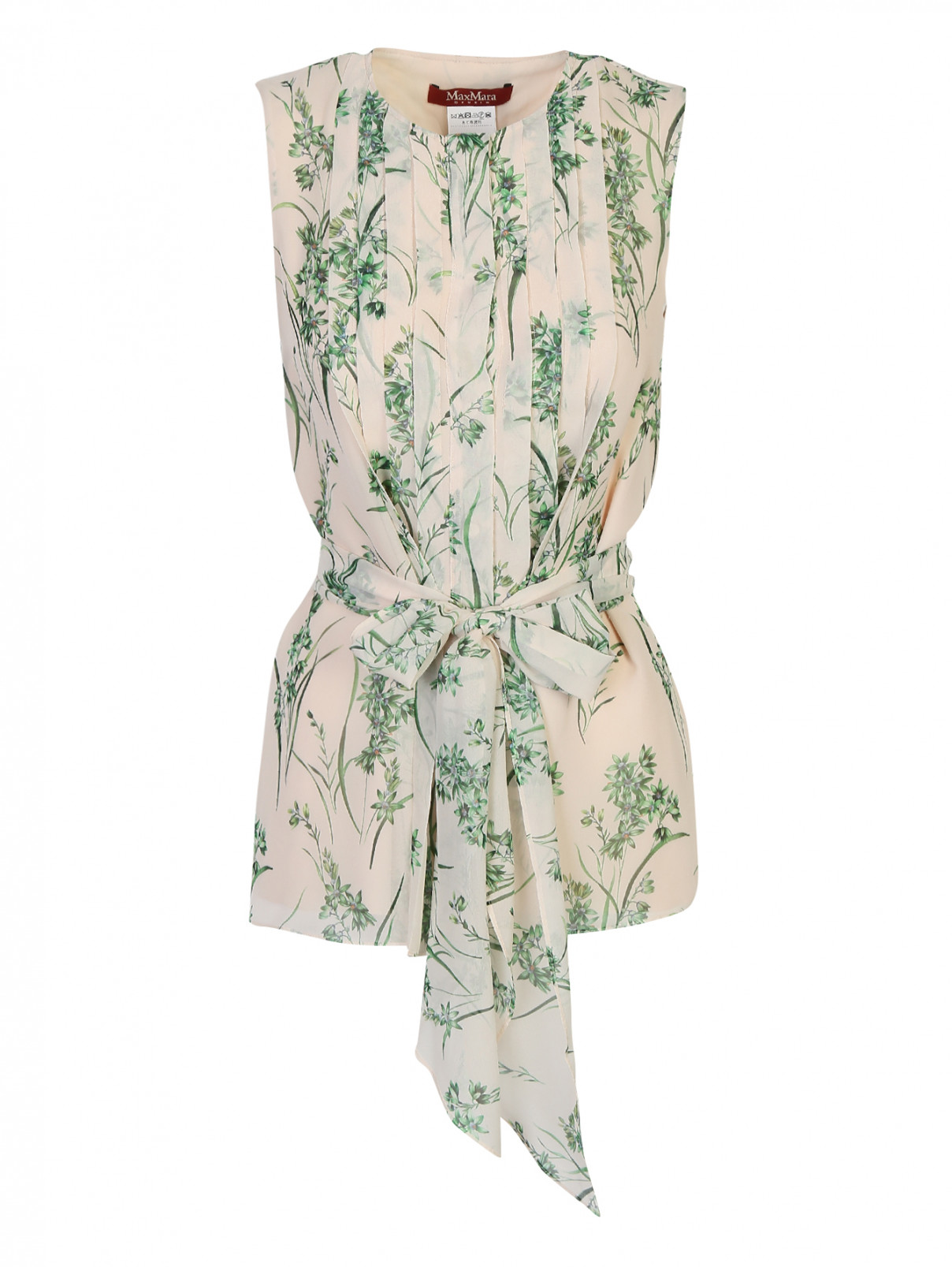 Блуза шелковая с цветочным узором Max Mara  –  Общий вид  – Цвет:  Мультиколор