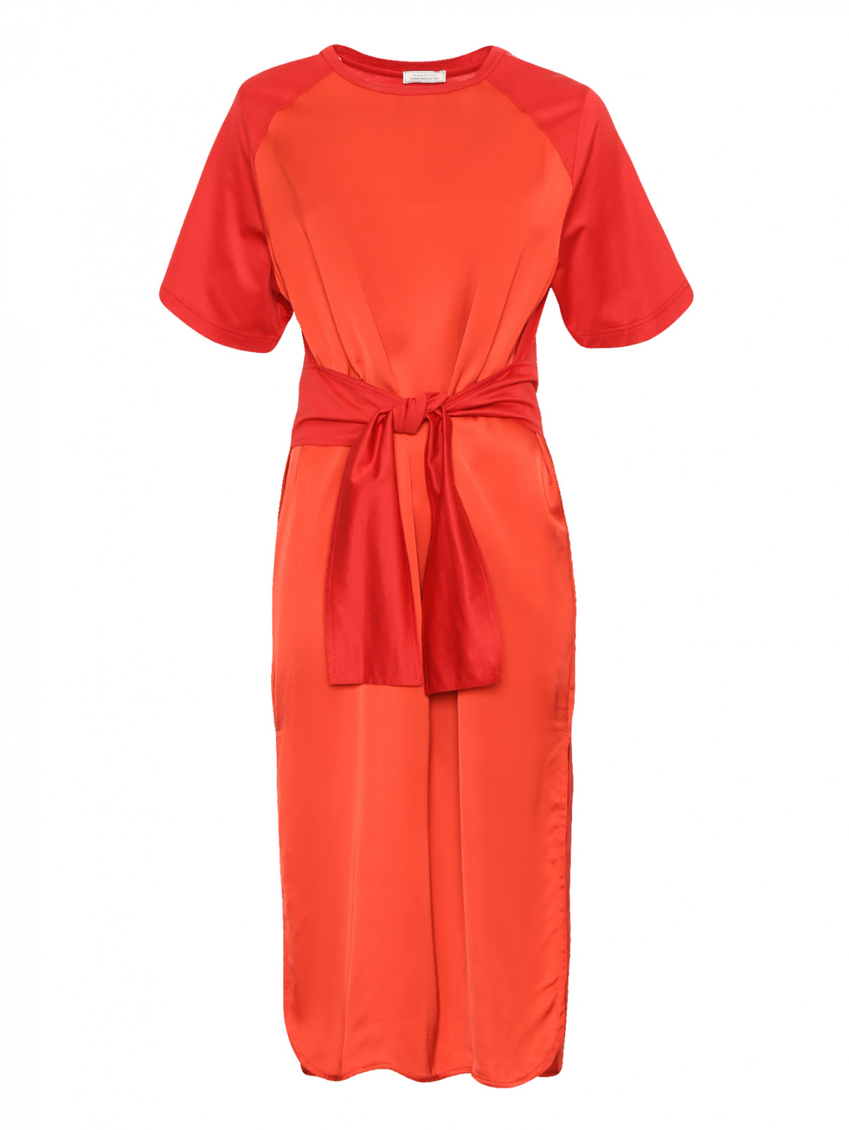 Платье-миди с короткими рукавами Nina Ricci  –  Общий вид  – Цвет:  Красный