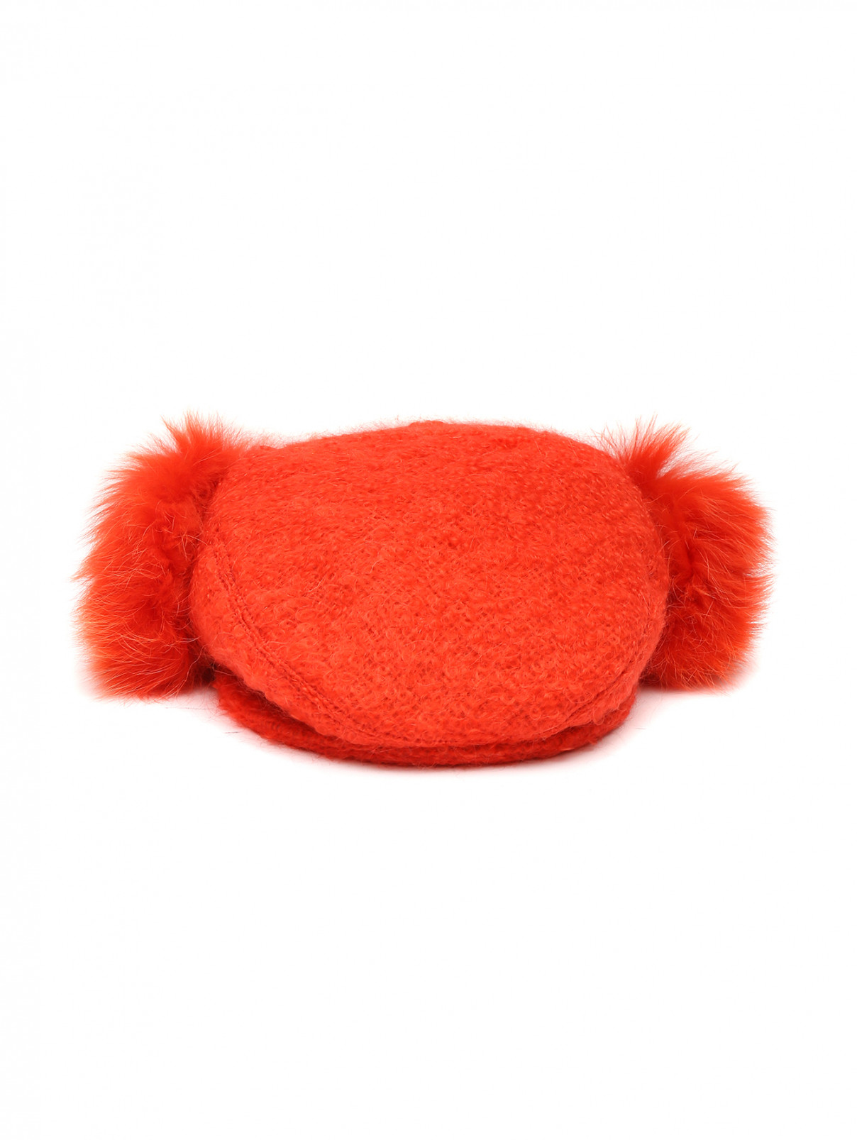Кепка из мохера с отделкой мехом лисы Borsalino  –  Общий вид  – Цвет:  Красный