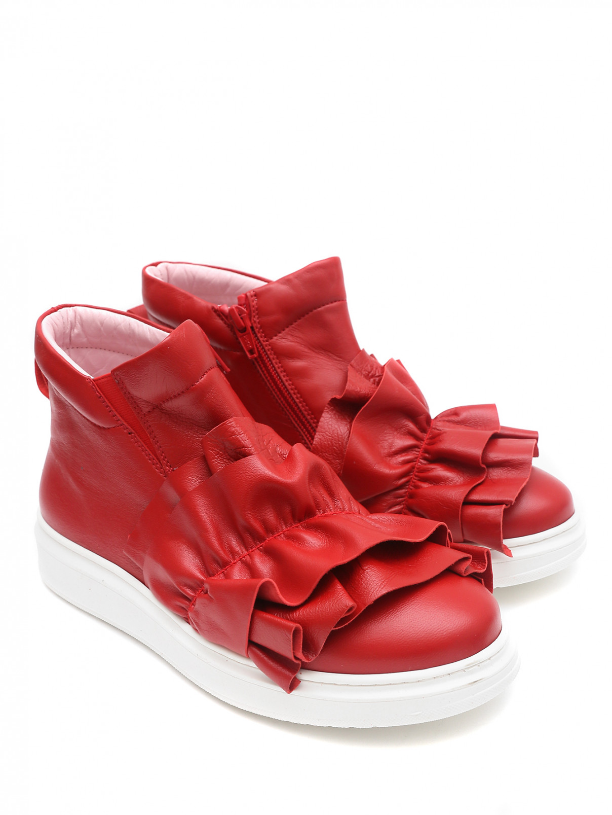 Ботинки из кожи на молнии MiMiSol  –  Общий вид  – Цвет:  Красный