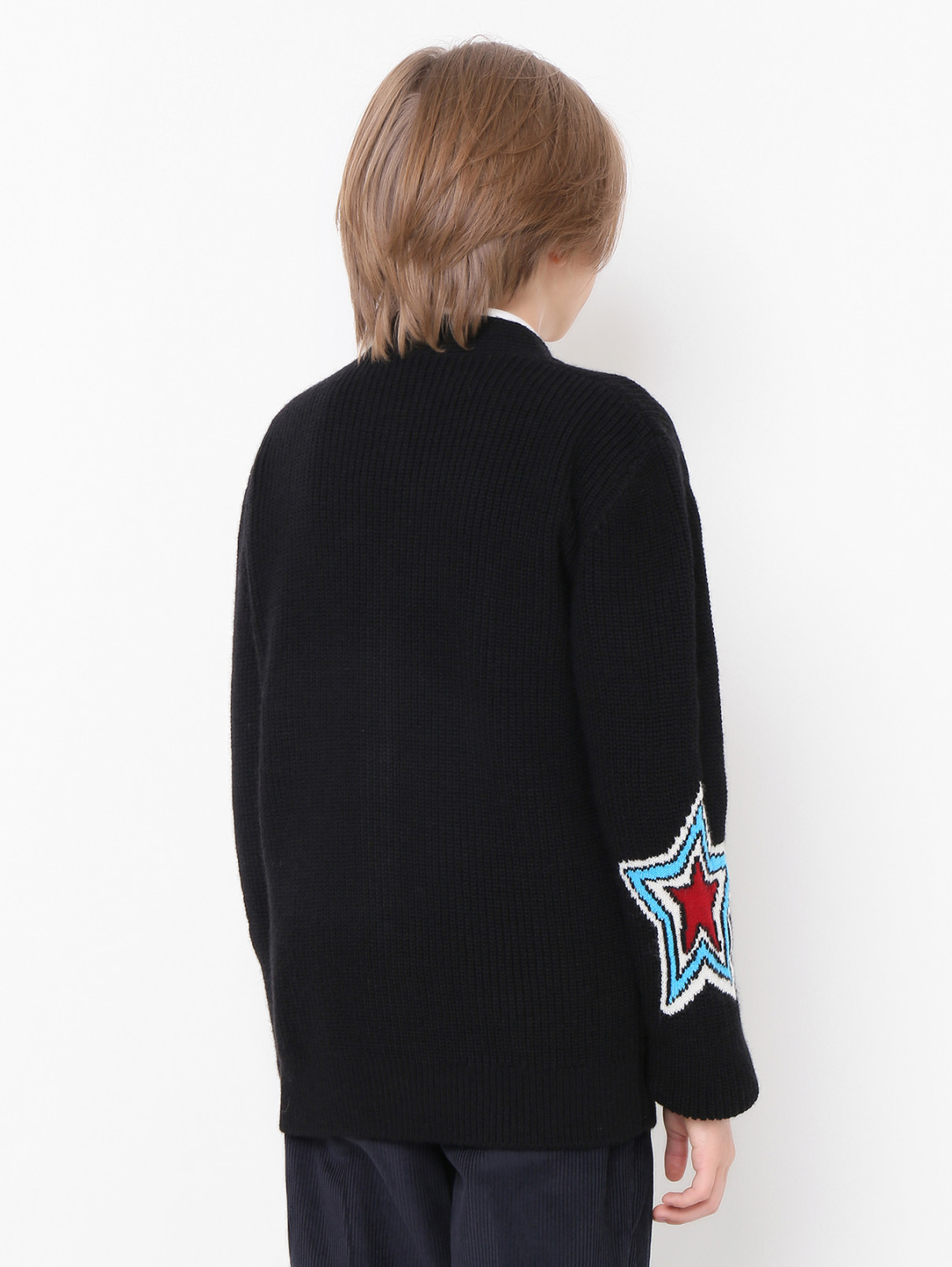 Кардиган из шерсти прямого кроя MSGM  –  МодельВерхНиз1  – Цвет:  Черный