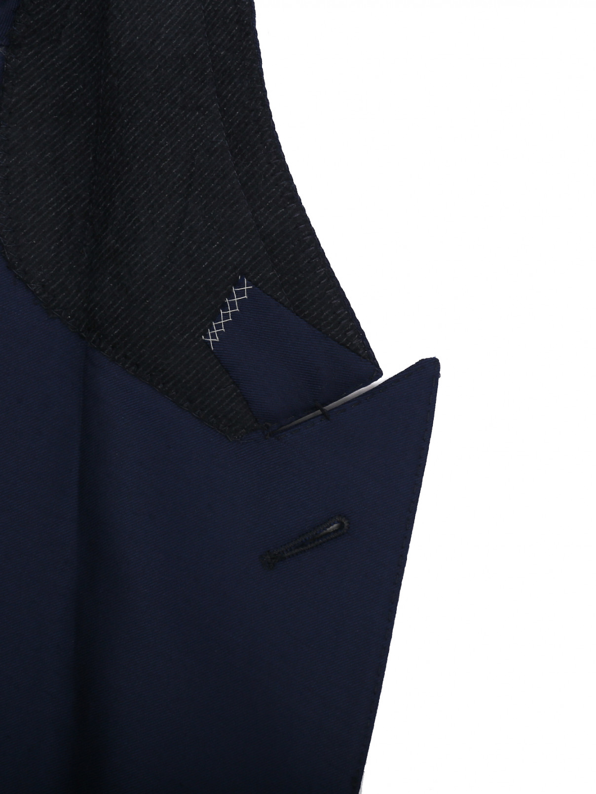 Двубортный пиджак из шерсти Ermenegildo Zegna  –  Деталь1  – Цвет:  Синий