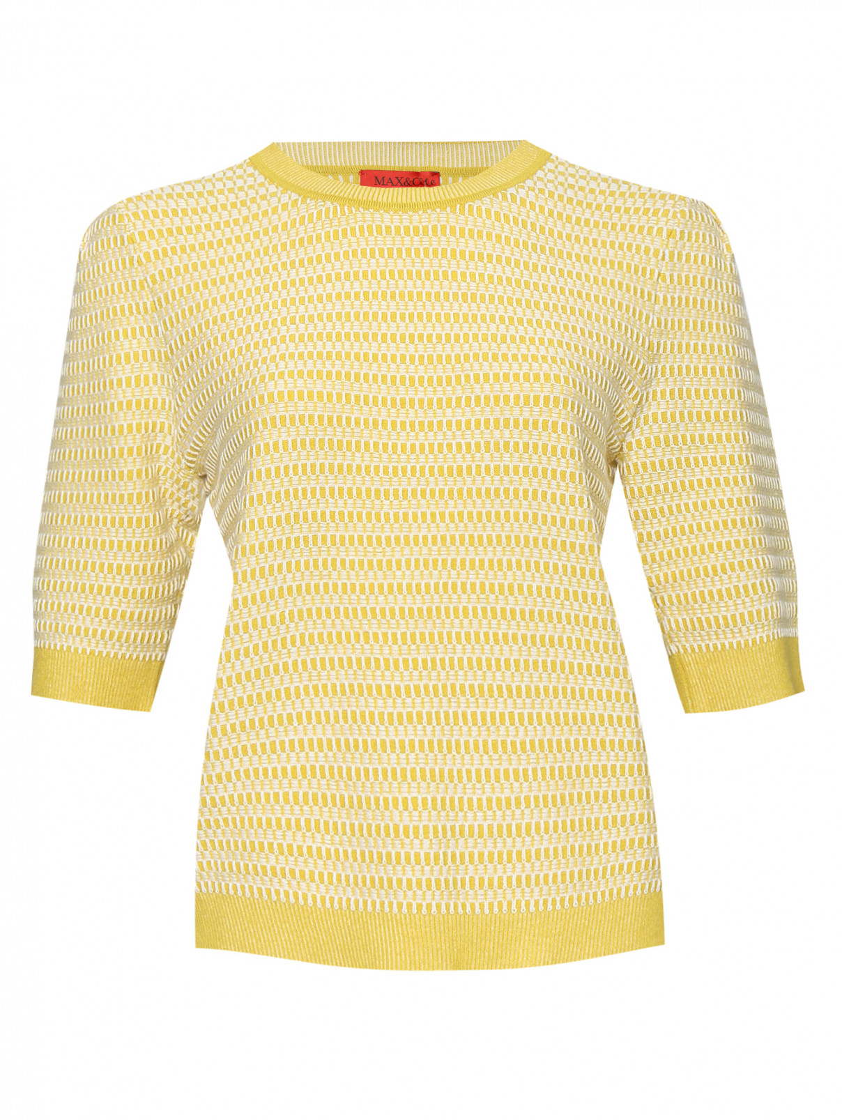 Джемпер из вискозы, хлопка и льна с коротким рукавом Max&Co  –  Общий вид  – Цвет:  Желтый