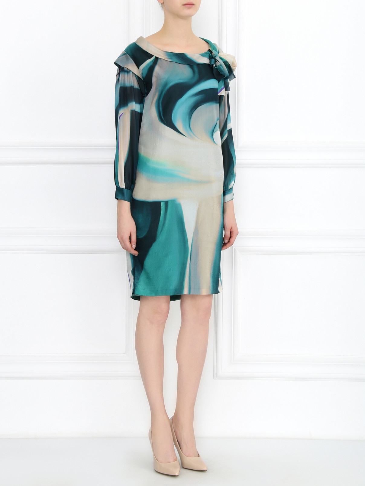 Платье из шелка с узором Alberta Ferretti  –  Модель Общий вид  – Цвет:  Узор