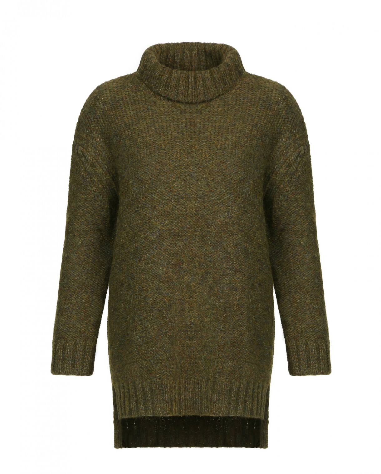 Удлиненный свитер с высокой горловиной R95TH  –  Общий вид  – Цвет:  Зеленый
