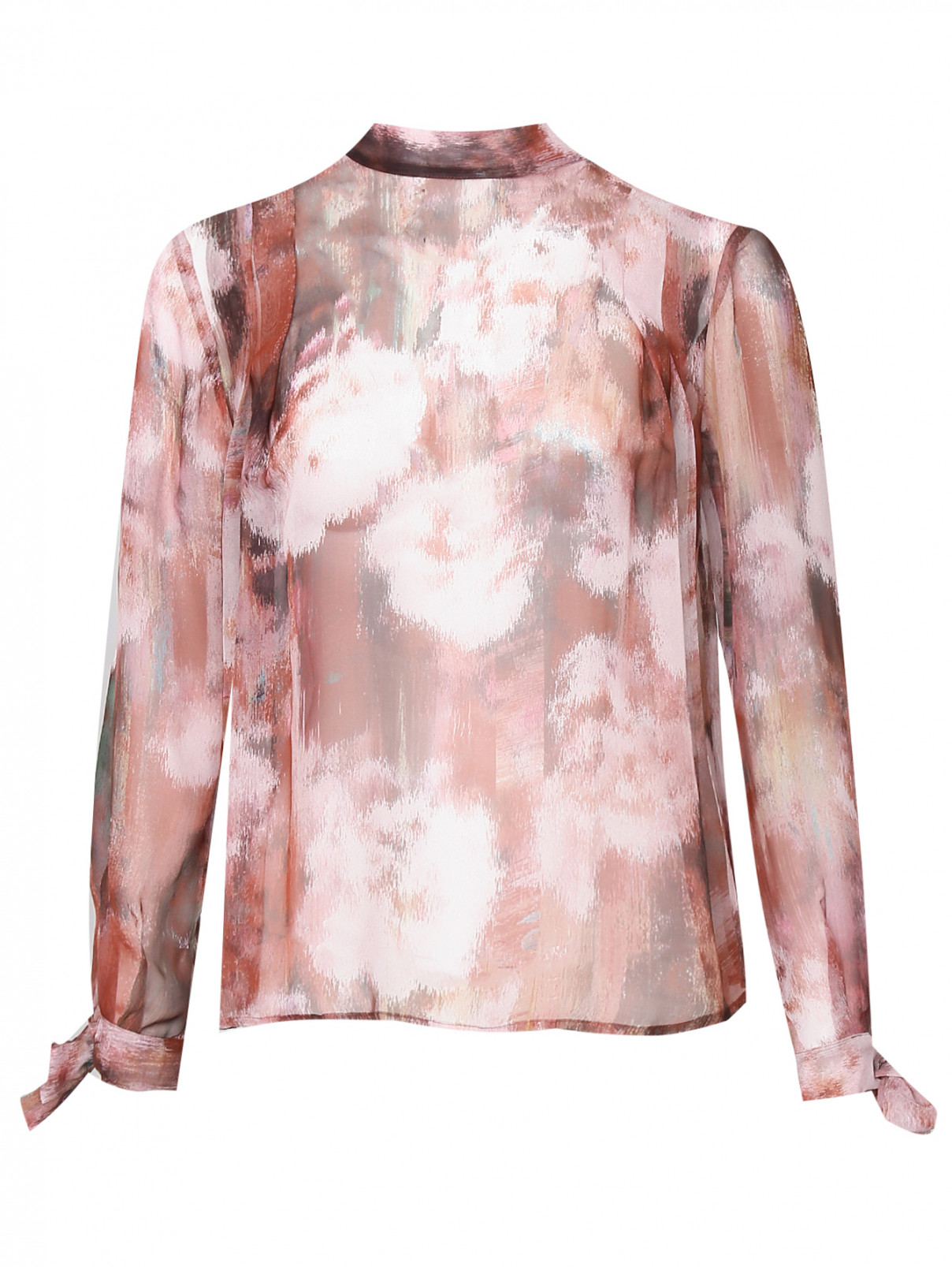 Блуза из вискозы и шелка с узором Max&Co  –  Общий вид  – Цвет:  Мультиколор