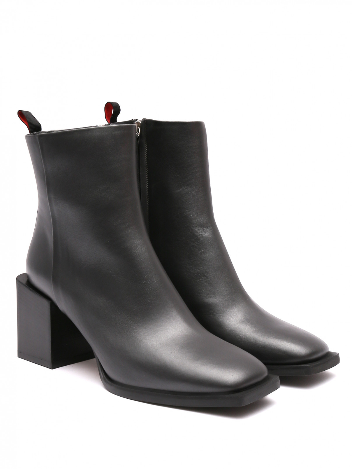 Ботильоны из гладкой кожи на устойчивом каблуке Max&Co  –  Общий вид  – Цвет:  Серый