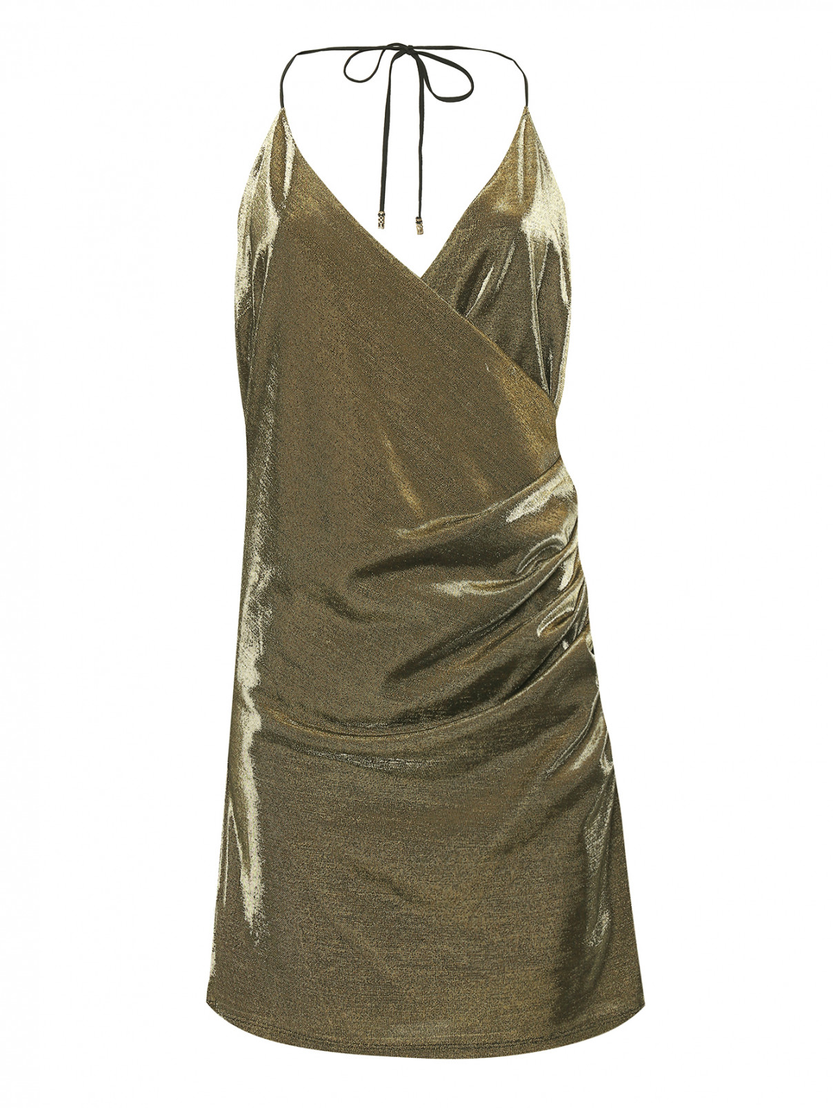 Платье-мини с драпировкой Patrizia Pepe  –  Общий вид  – Цвет:  Золотой