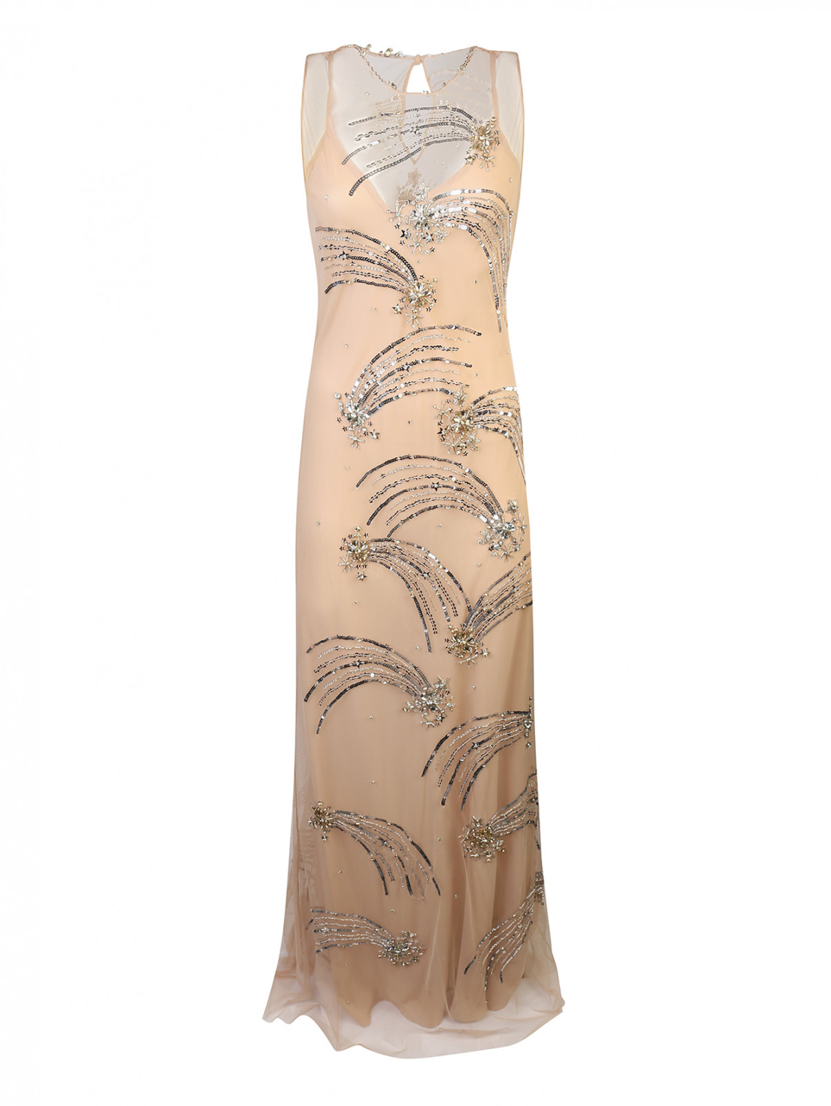 Платье декорированное пайетками Elisabetta Franchi  –  Общий вид  – Цвет:  Золотой