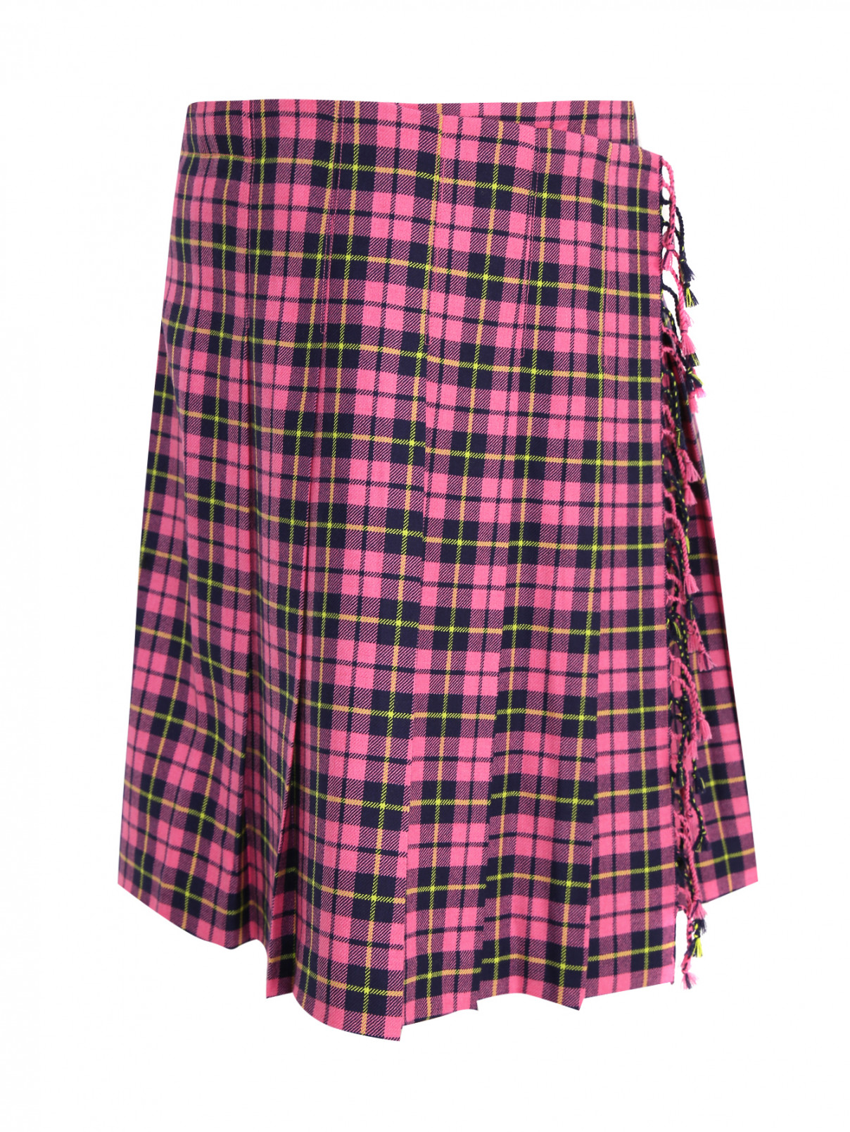 Плисированная юбка в клетку Burberry  –  Общий вид  – Цвет:  Розовый