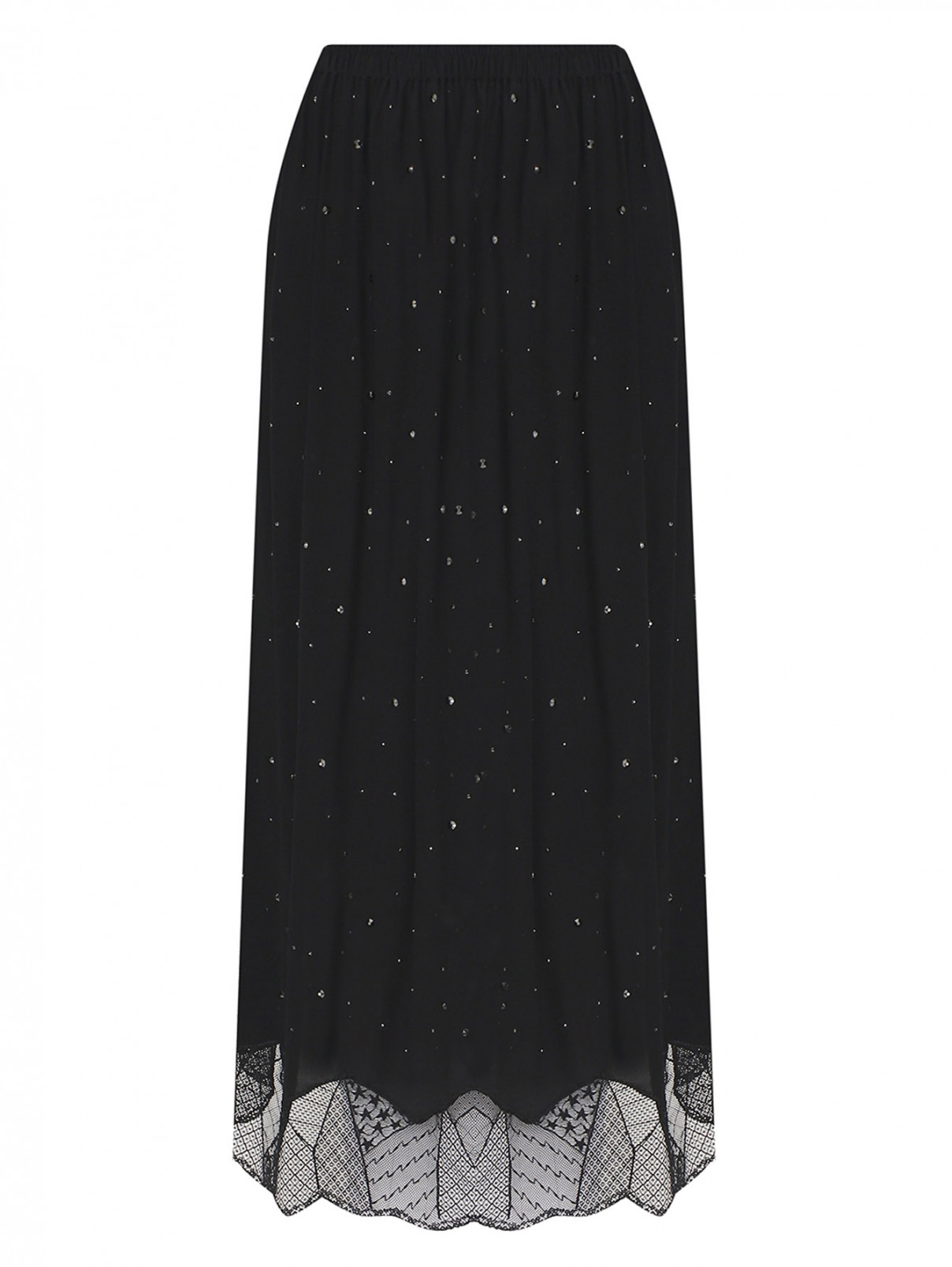 Юбка из вискозы декорированная стразами Zadig&Voltaire  –  Общий вид  – Цвет:  Черный
