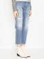 Рваные джинсы из хлопка с вышивкой Two Women in the world  –  МодельВерхНиз