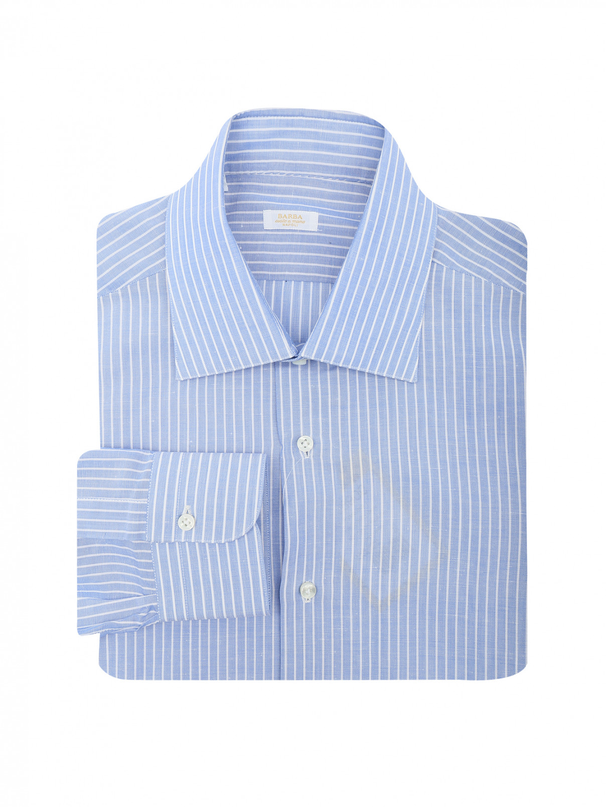 Рубашка из хлопка и льна с узором "полоска" Barba Napoli  –  Общий вид