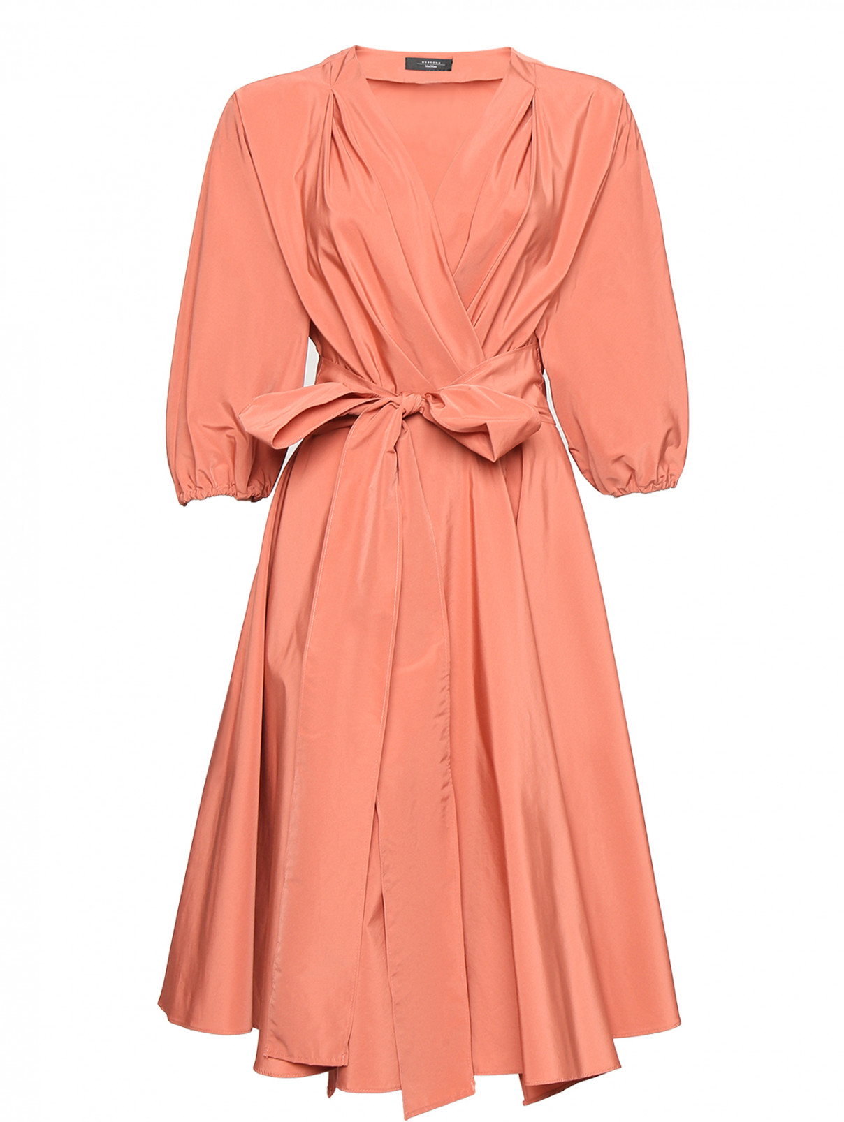 Платье-миди с поясом Weekend Max Mara  –  Общий вид  – Цвет:  Оранжевый