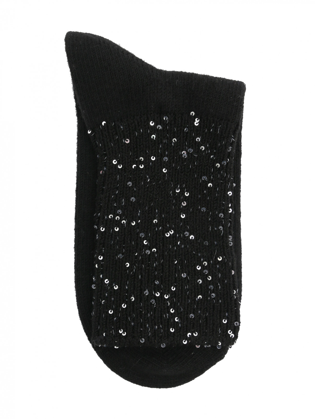 Носки декорированные пайетками ALTO MILANO  –  Общий вид  – Цвет:  Черный