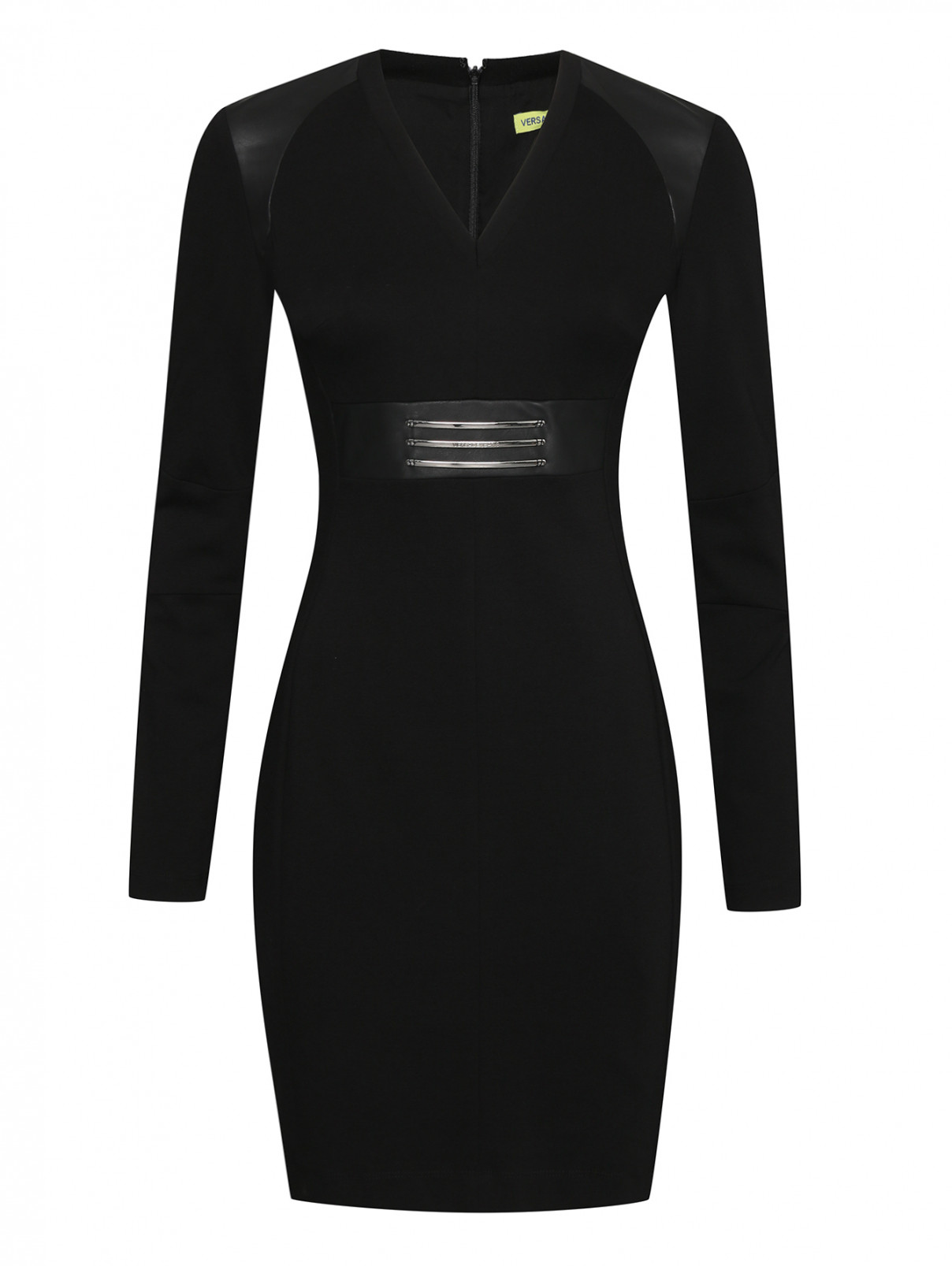 Трикотажное платье-футляр Versace Jeans  –  Общий вид  – Цвет:  Черный