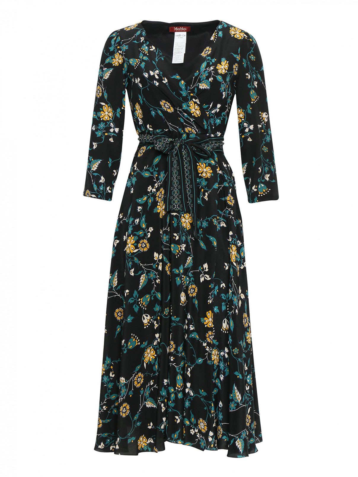 Платье миди с цветочным узором Max Mara  –  Общий вид  – Цвет:  Мультиколор