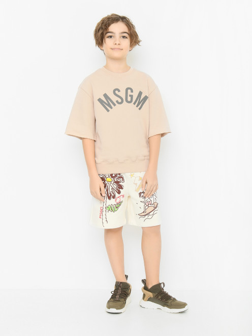 Футболка с принтом и круглым вырезом MSGM - МодельОбщийВид