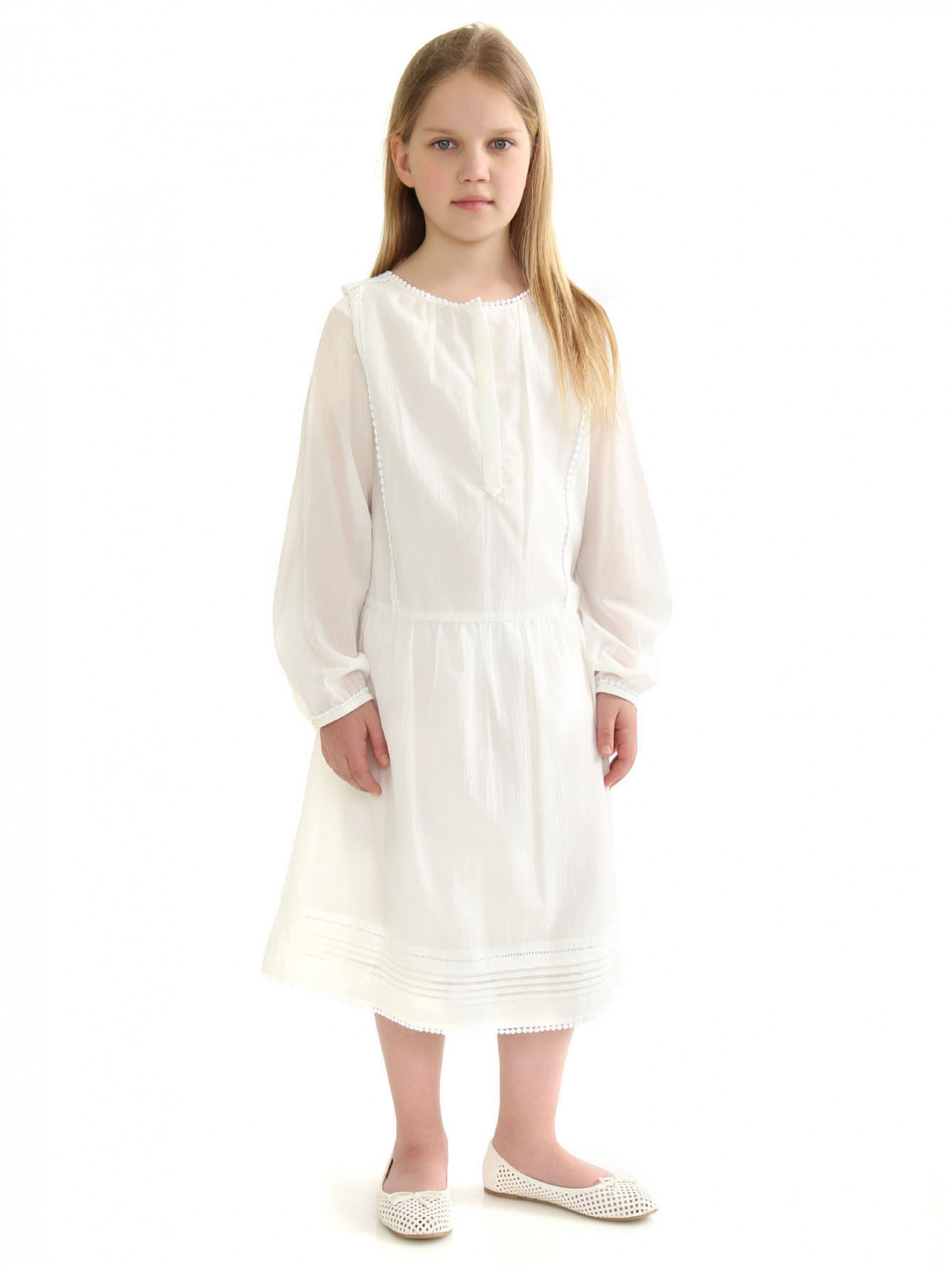 Платье-туника из хлопка Burberry  –  Модель Общий вид  – Цвет:  Белый