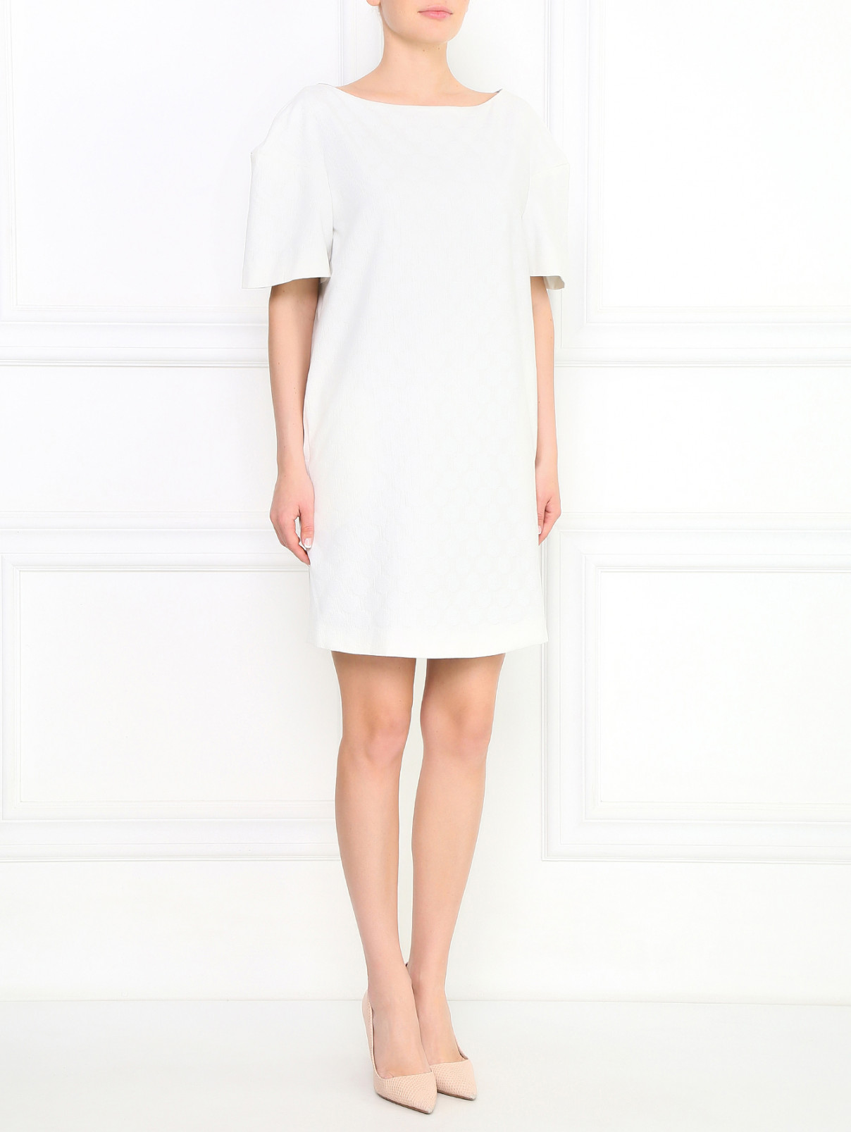 Платье-мини с узором "горох" и боковыми карманами Armani Jeans  –  Модель Общий вид  – Цвет:  Белый