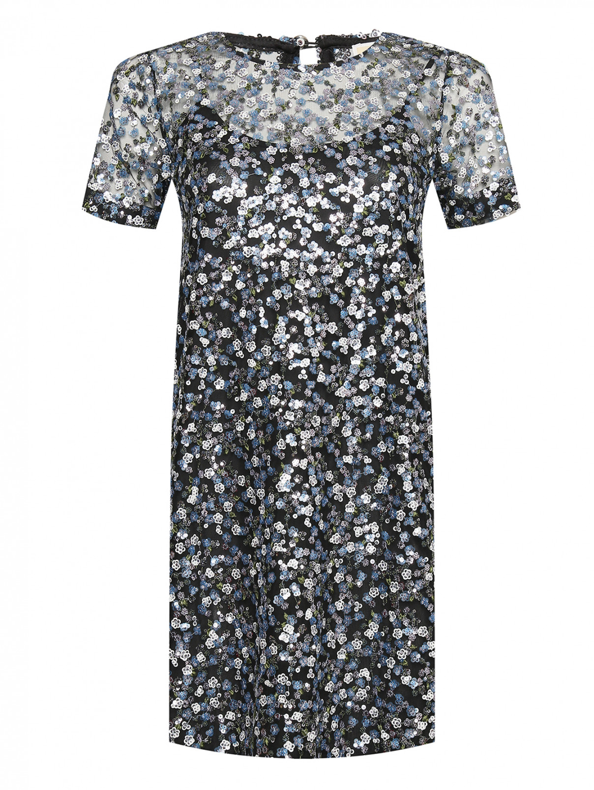 Платье декорированное пайетками Michael by MK  –  Общий вид  – Цвет:  Синий
