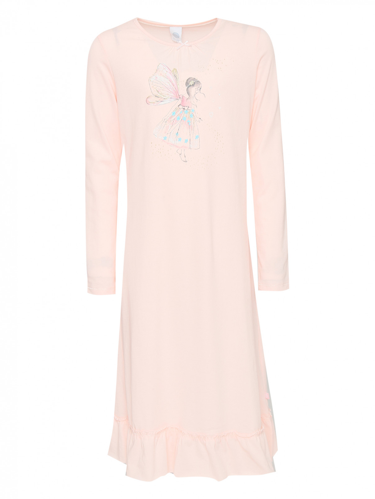 Ночная рубашка из хлопка с узором Sanetta  –  Общий вид  – Цвет:  Розовый