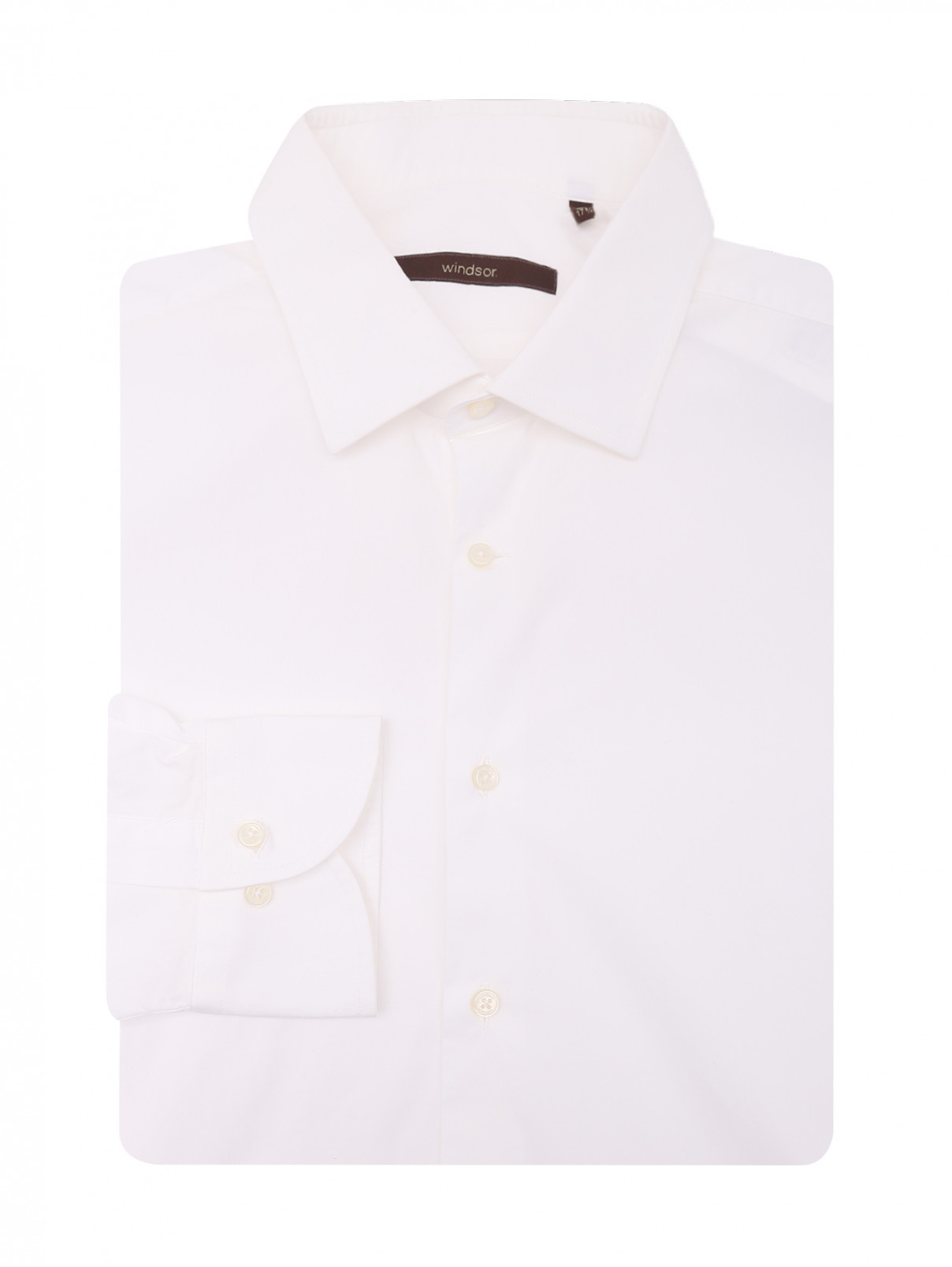 Однотонная рубашка из хлопка Windsor  –  Общий вид  – Цвет:  Белый