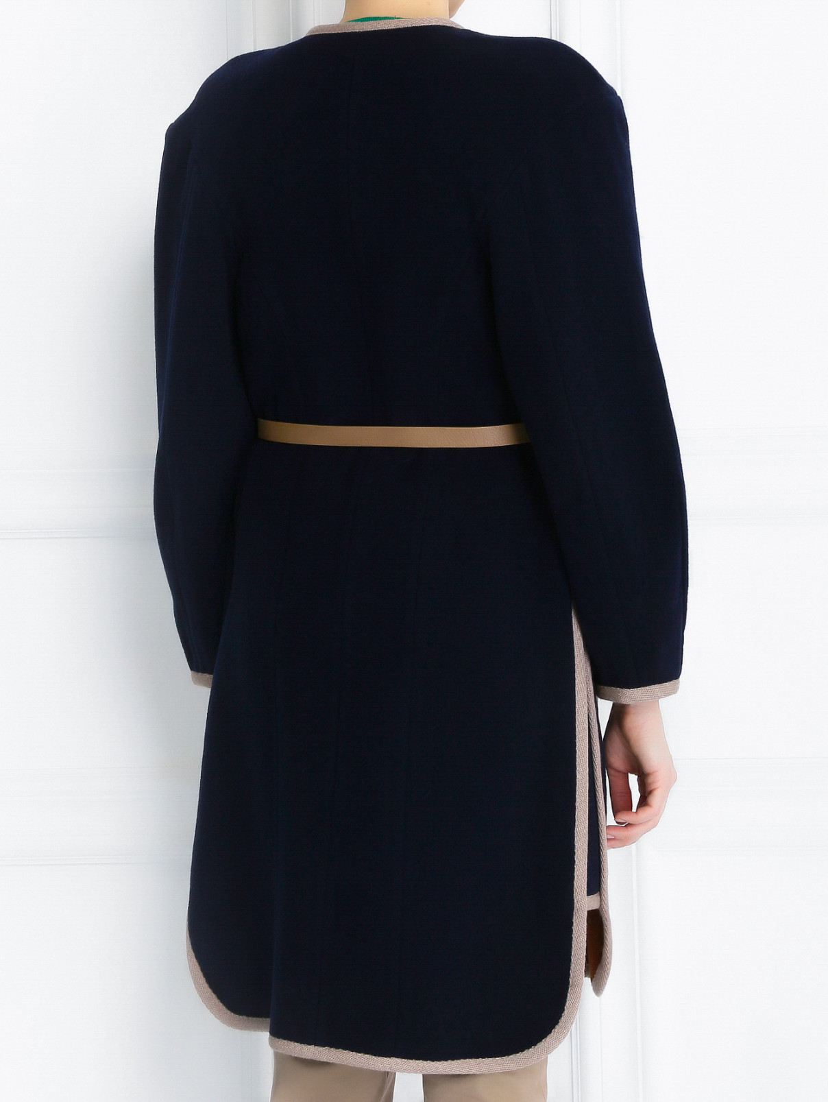 Пальто из шерсти с накладными карманами Tara Jarmon  –  Модель Верх-Низ1  – Цвет:  Синий