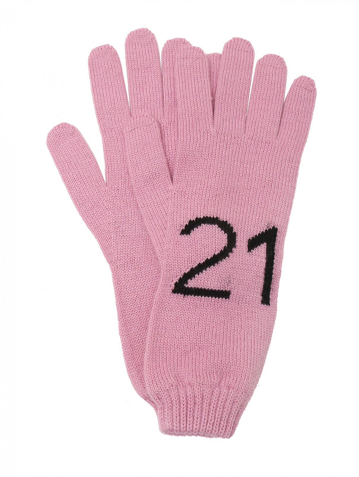 Перчатки с контрастным узором N21  –  Общий вид  – Цвет:  Розовый