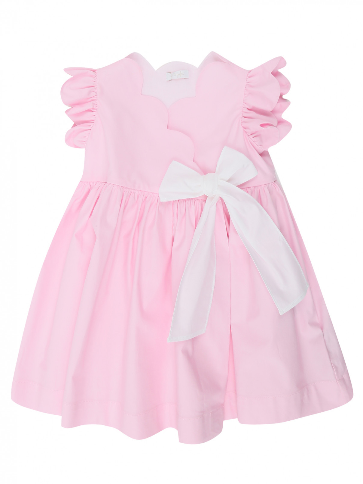 Хлопковое платье на запахе с бантиком Il Gufo  –  Общий вид  – Цвет:  Розовый