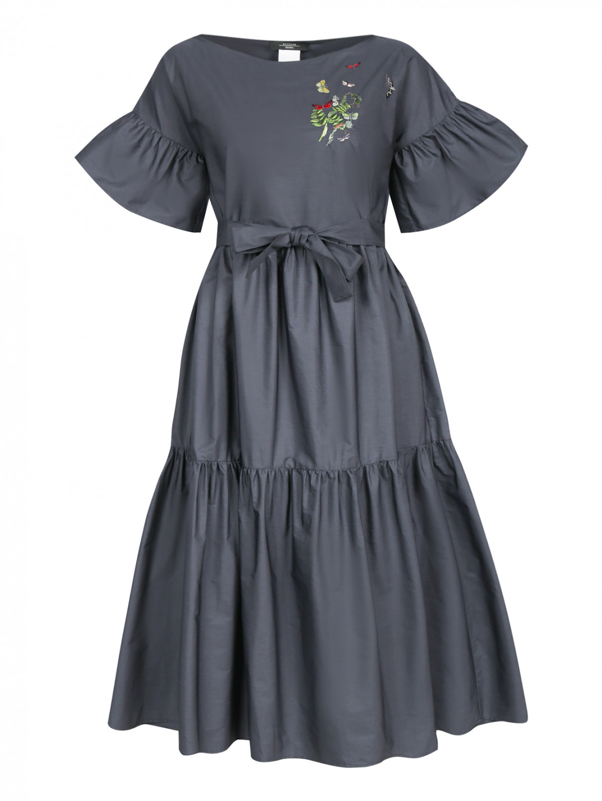 Платье-миди из хлопка с вышивкой Weekend Max Mara  –  Общий вид  – Цвет:  Синий
