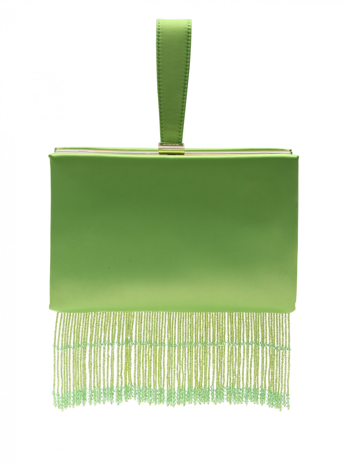 Сумка из текстиля с декором PINKO  –  Общий вид  – Цвет:  Зеленый