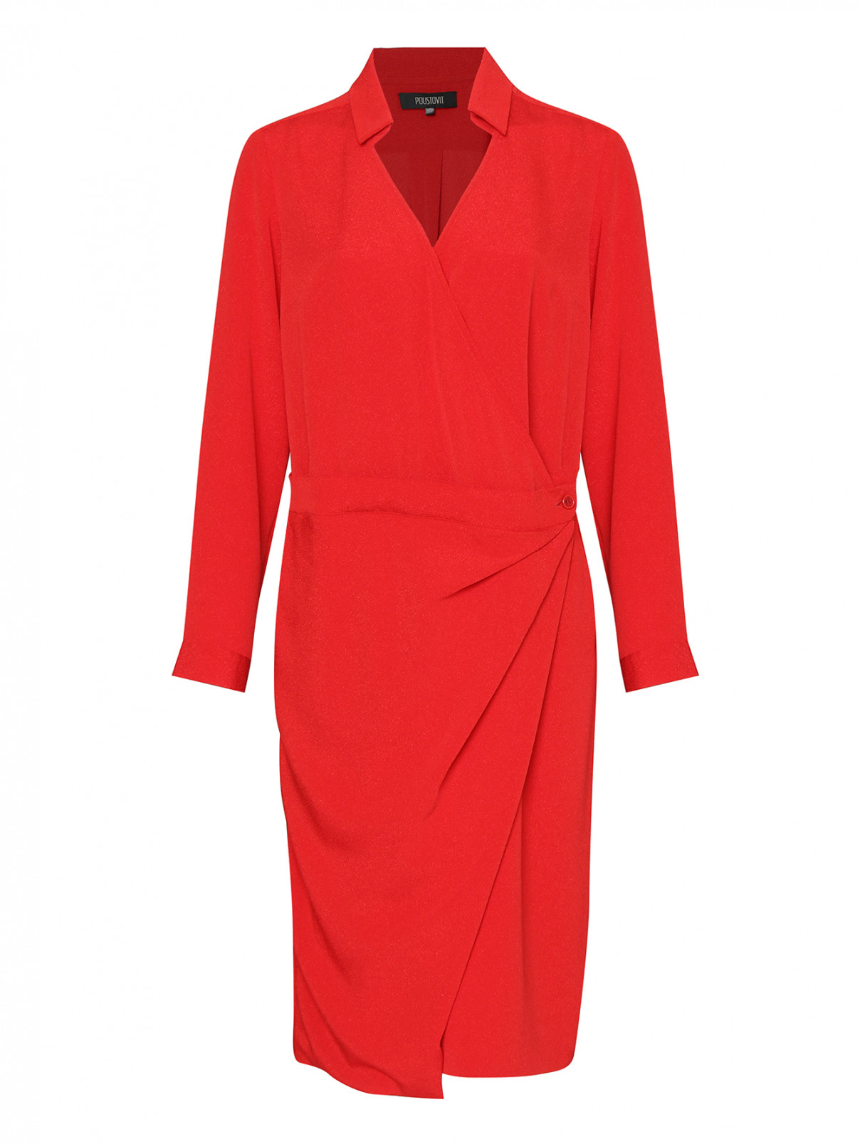 Платье-миди на запах Poustovit  –  Общий вид  – Цвет:  Красный