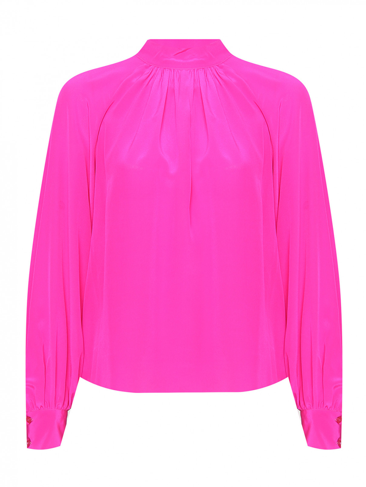 Однотонная блуза из шелка Liviana Conti  –  Общий вид  – Цвет:  Фиолетовый