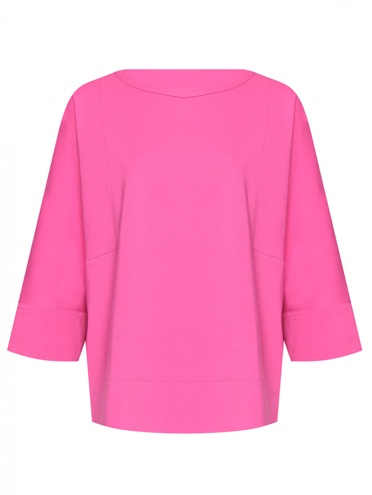 Толстовка из вискозы с контрастным швом Marina Rinaldi  –  Общий вид  – Цвет:  Розовый