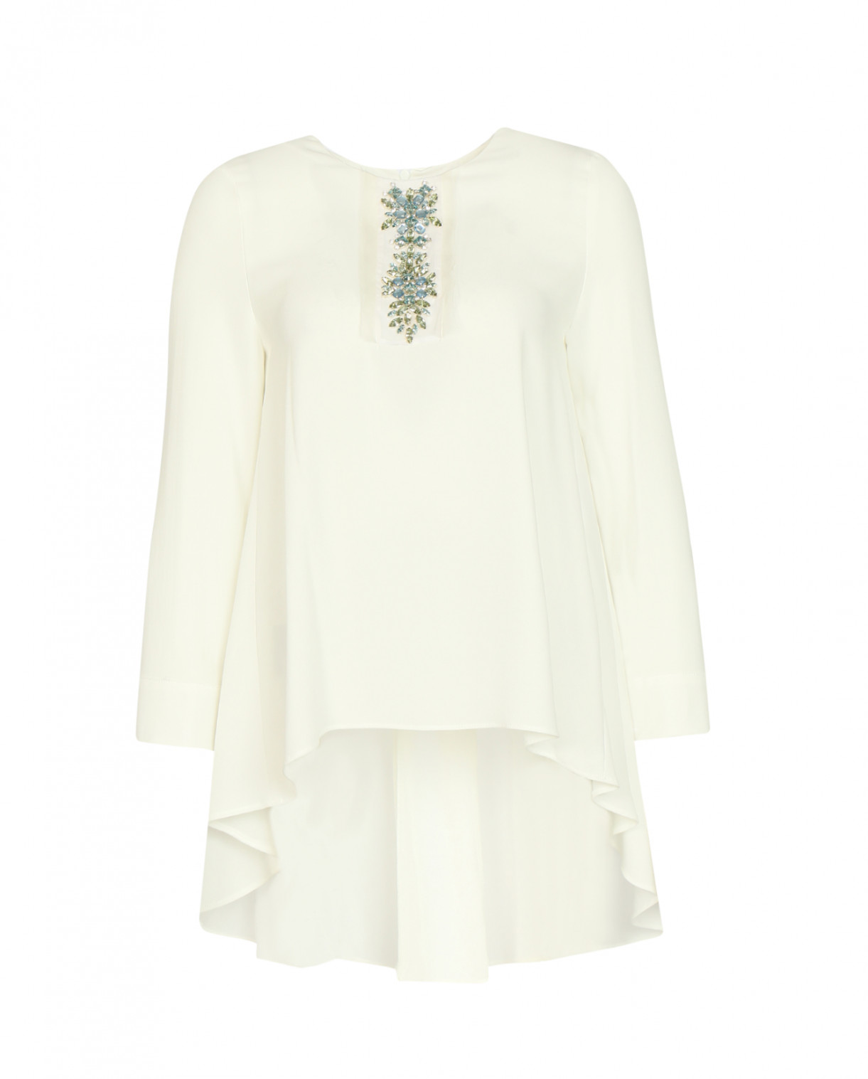 Блуза свободного кроя декорированная кристаллами Tara Jarmon  –  Общий вид  – Цвет:  Белый