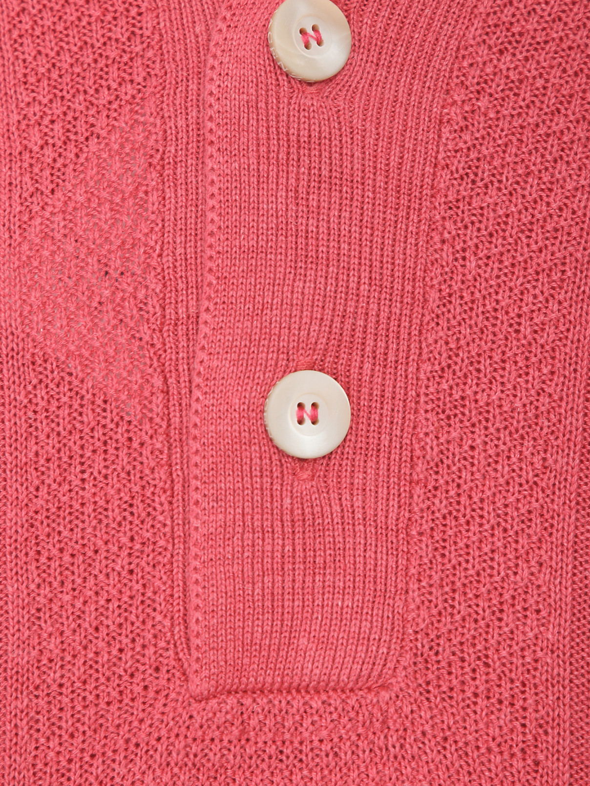 Поло из шелка и льна Piacenza Cashmere 1733  –  Деталь  – Цвет:  Розовый